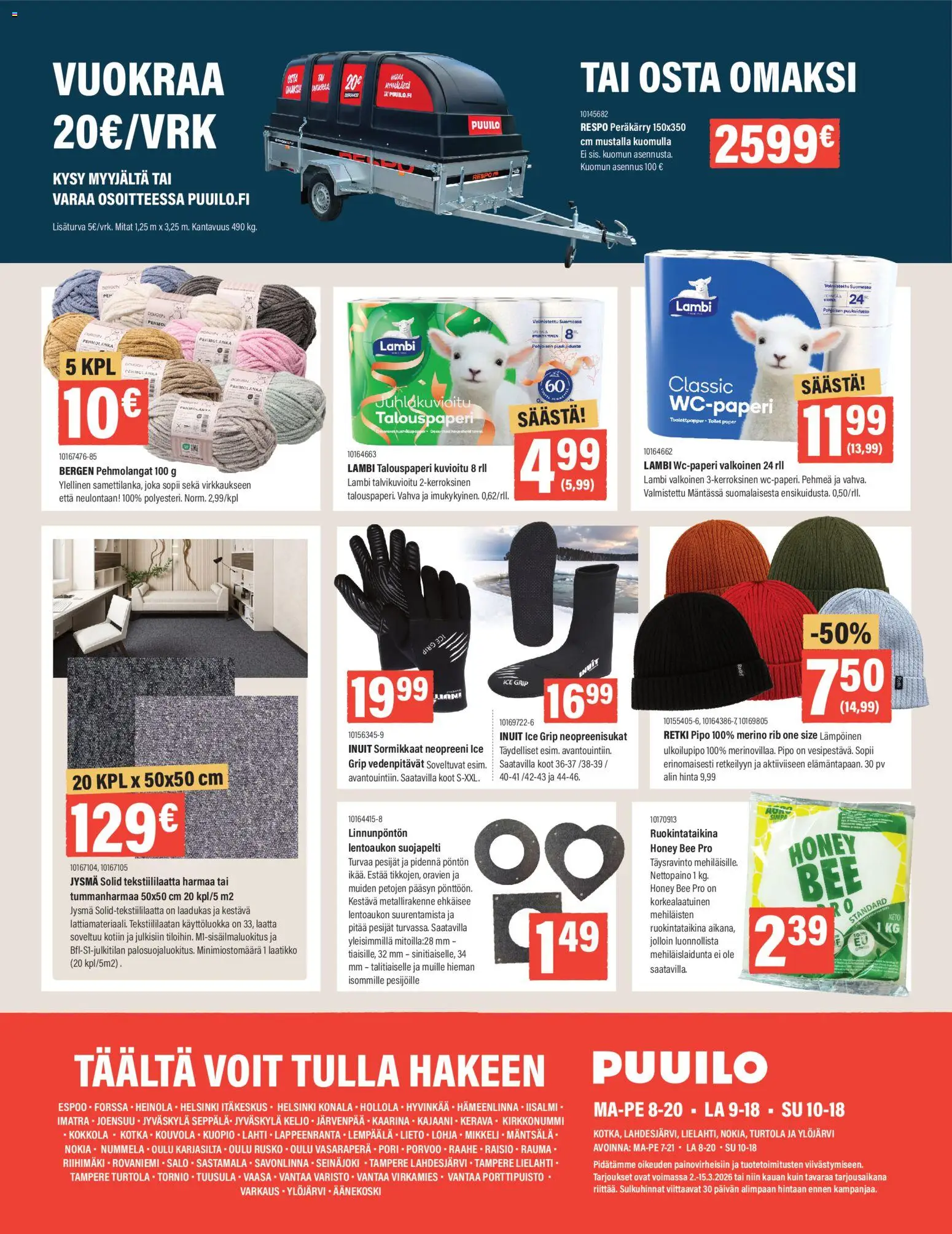 Puuilo tarjoukset – voimassa 02.03.2026 alkaen | Sivu: 16 | Tuotteet: Laatikko, Pipo
