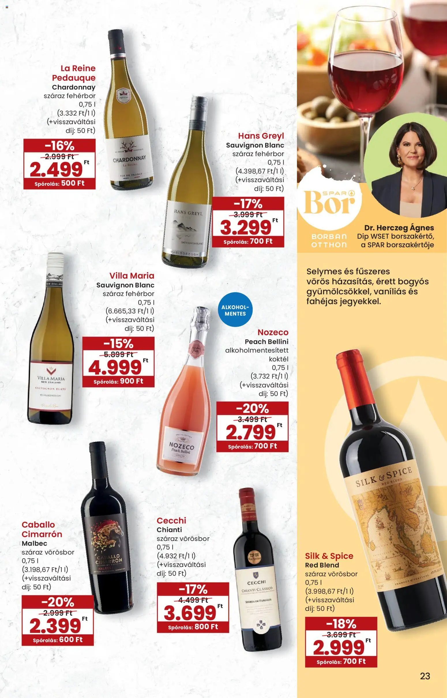 Interspar akciós ujság - amely érvényes a következő dátumtól: 09.03.2026 | Oldal: 23 | Termékek: Alkohol, Fehérbor, Vörösbor