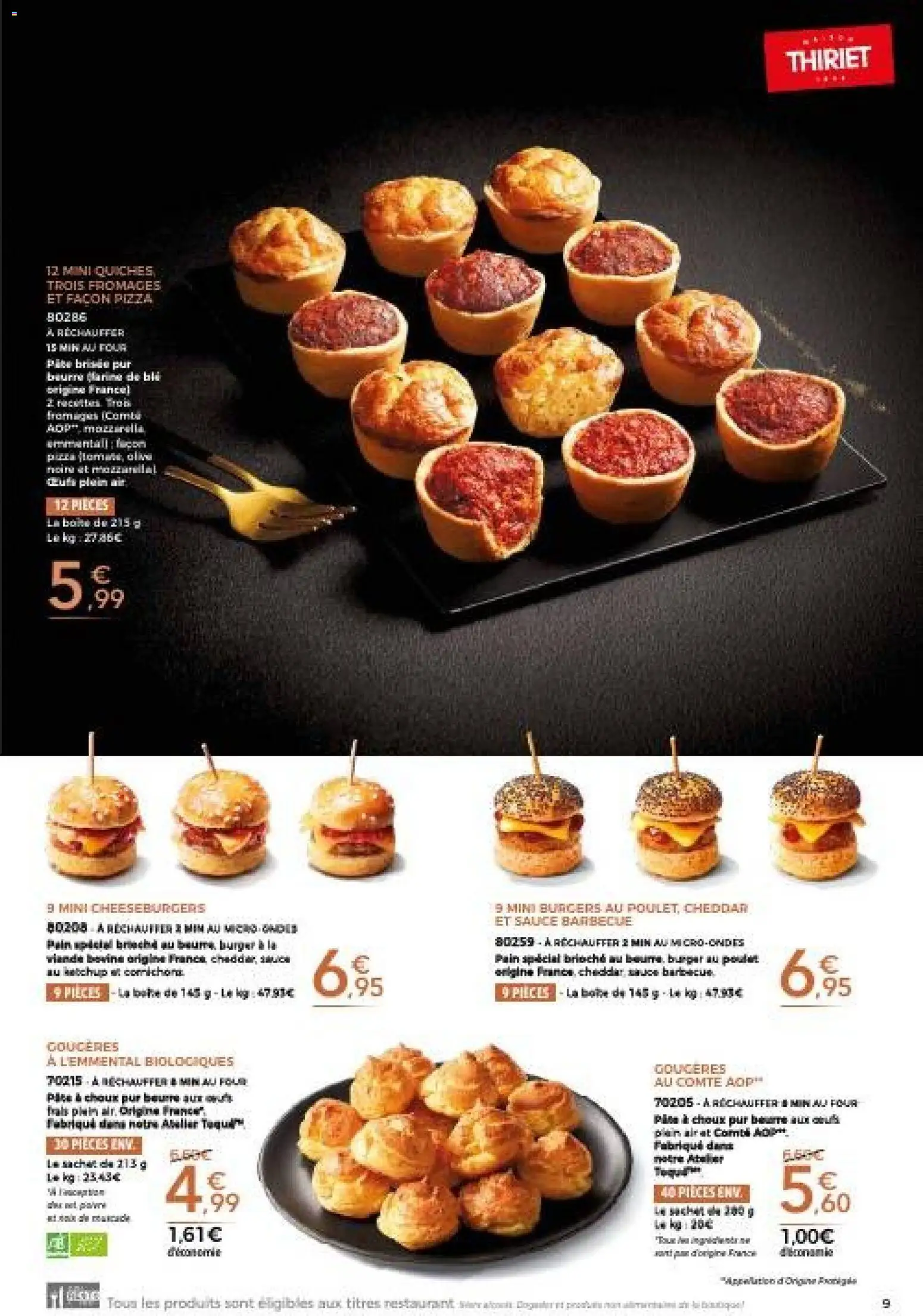 {H1} | Page: 9 | Produits: Four, Pain, Viande, Mini burgers