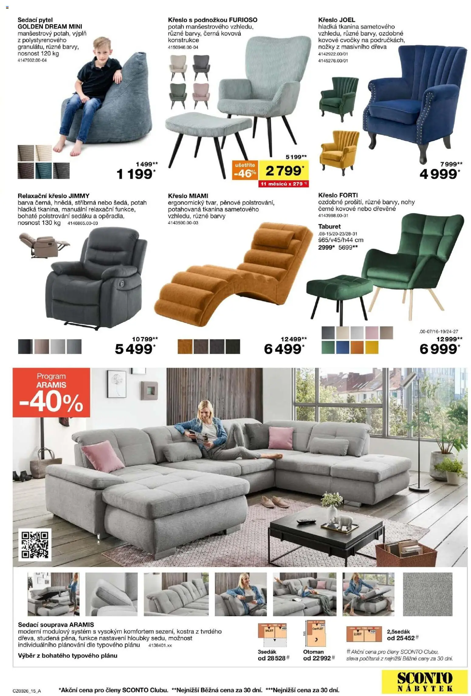 Sconto nábytek leták od 11.02.2026 | Strana: 15 | Produkty: Sedací souprava, Taburet, Sedací pytel, Barvy