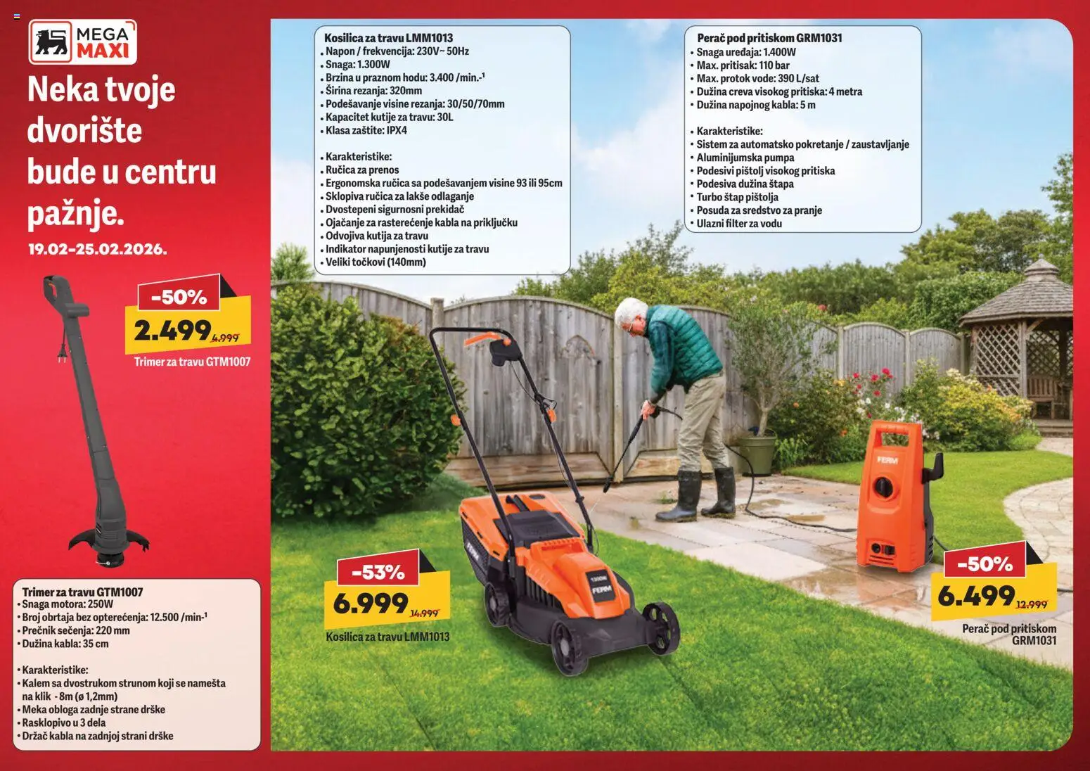 Mega Maxi katalog - važi od 19.02.2026 | Strana: 1 | Proizvode: Kosilica, Kutija, Trimer