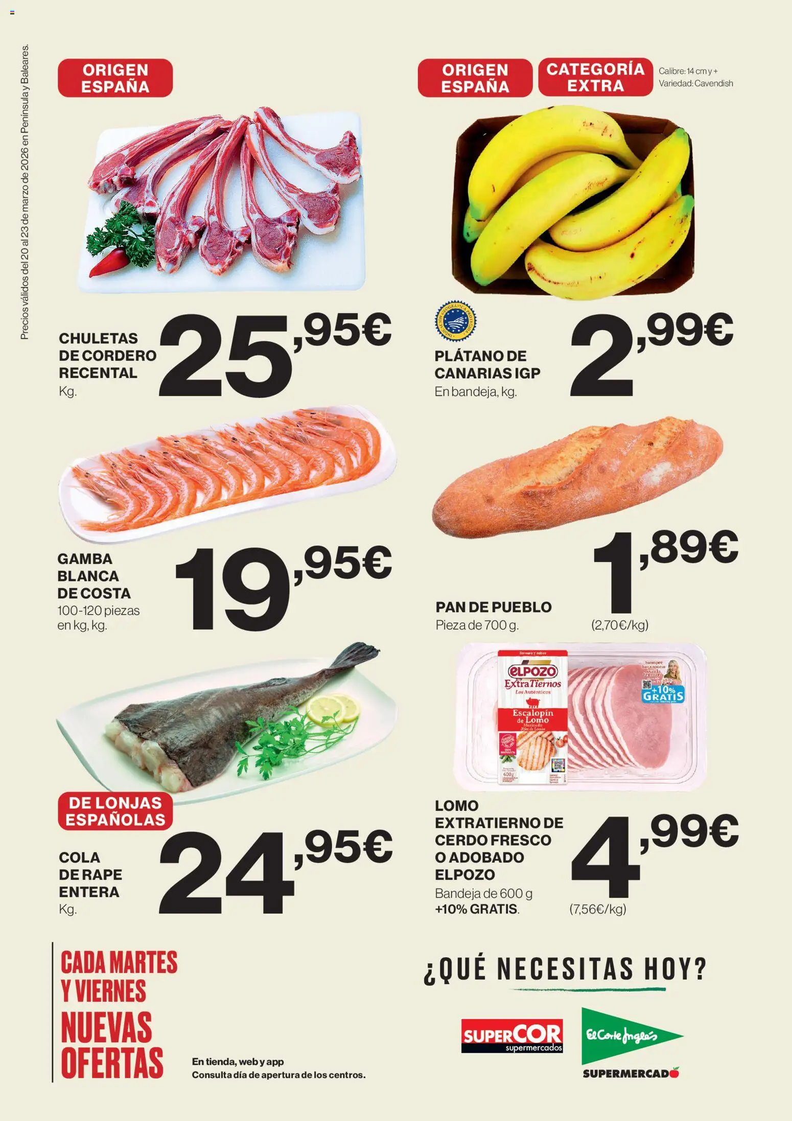 El Corte Inglés ofertas │ válido desde el 20.03.2026 | Página: 2 | Productos: Pan, Cerdo, Pan de pueblo, Bandeja