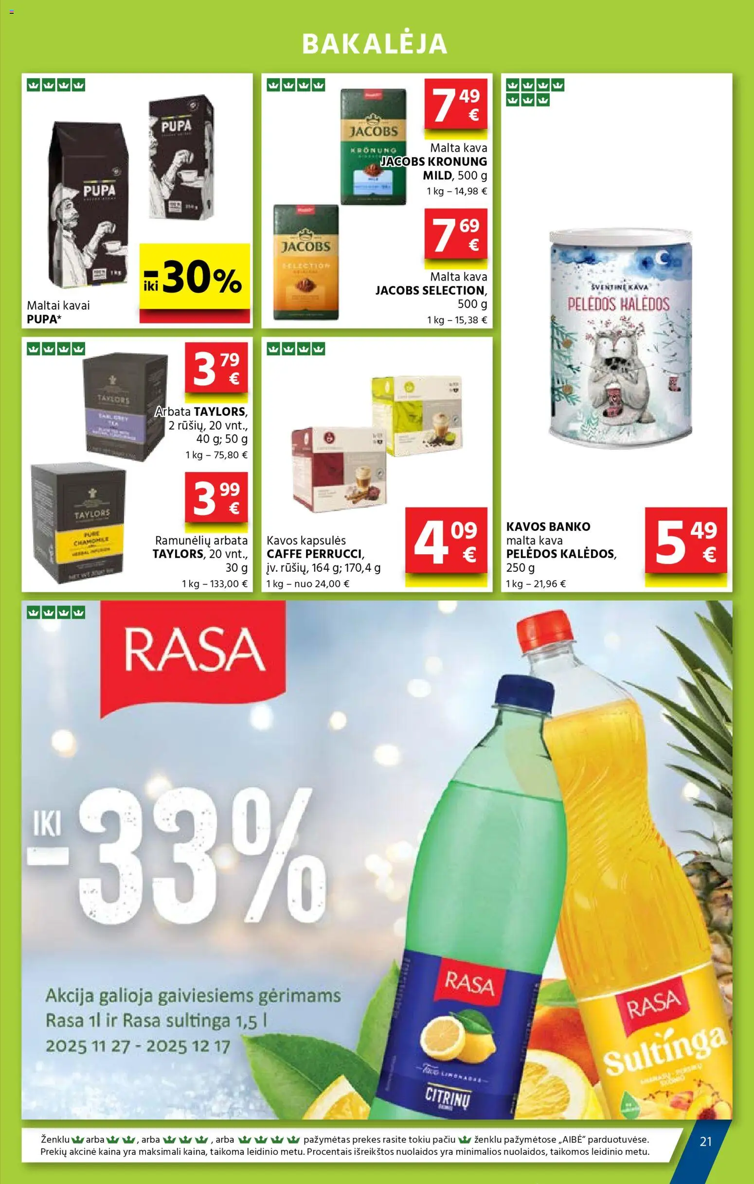 AIBE akcijos nuo 27.11.2025 | Puslapis: 21 | Prekių: Kava, Arbata