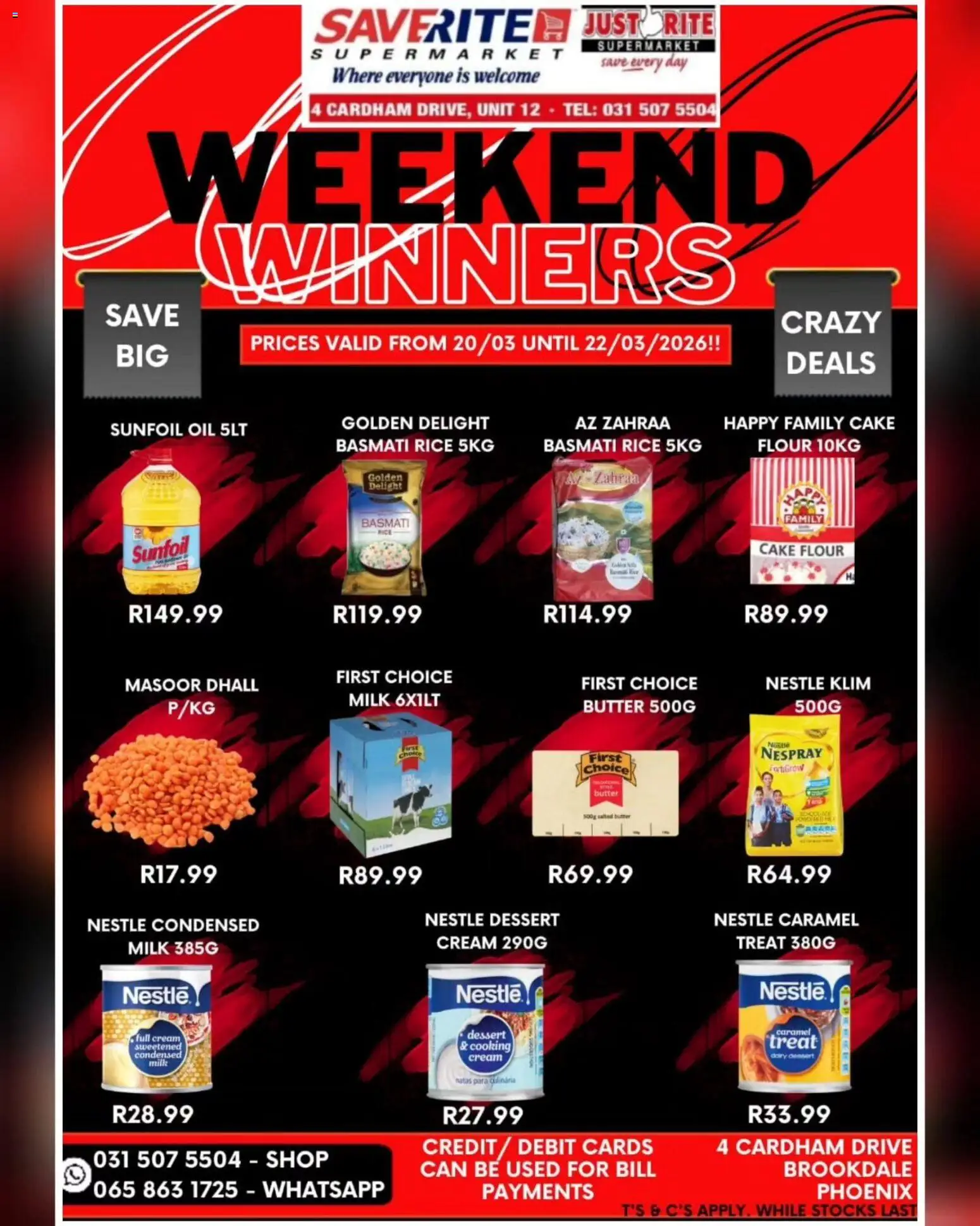 New Saverite catalogue – valid from 20.03.2026 | Page: 1 | Products: Milk, Butter, Rice, Cream