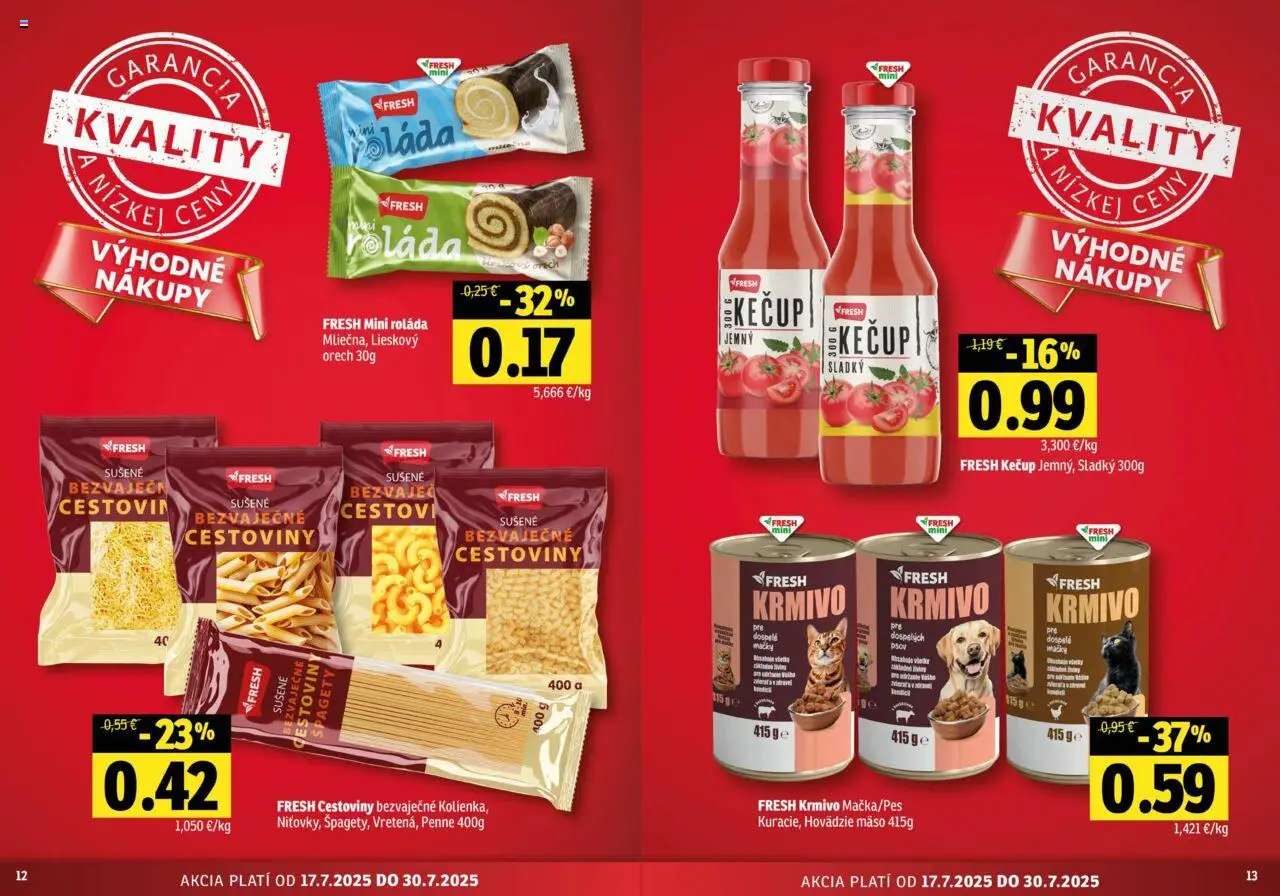 Fresh stredné a západné Slovensko │ platný od 17.07.2025 | Strana: 7 | Produkty: Penne, Cestoviny, Hovädzie mäso, Kečup