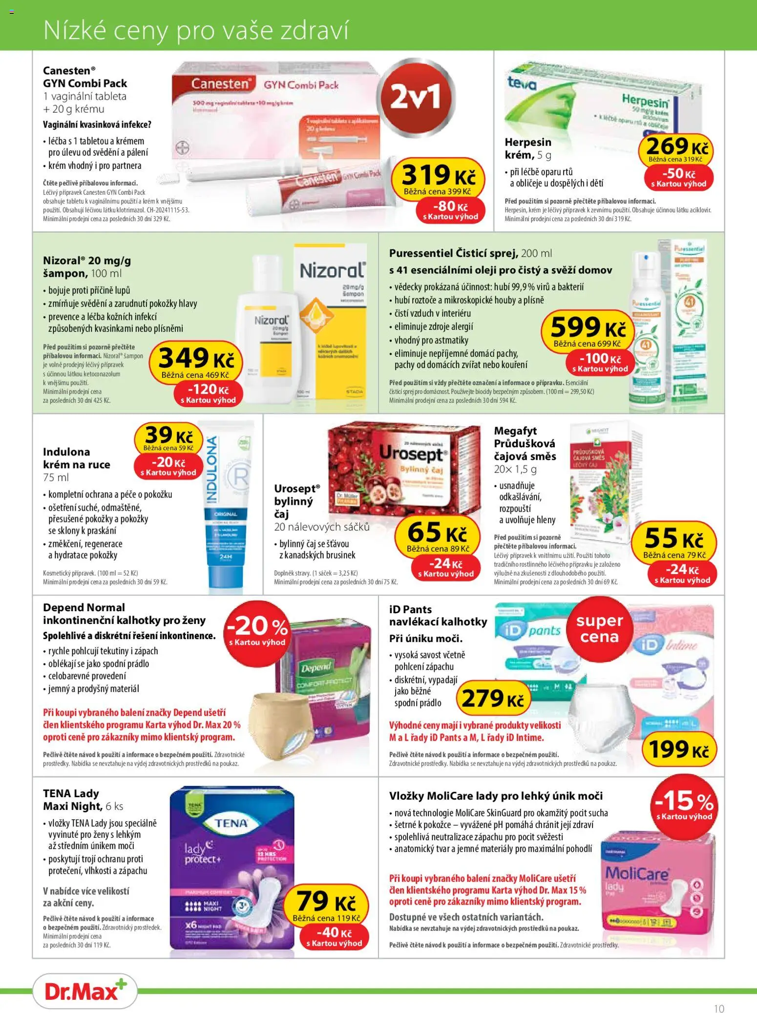 Dr. Max leták od 01.11.2025 | Strana: 10 | Produkty: Vložky, Krém, Indulona, Pants