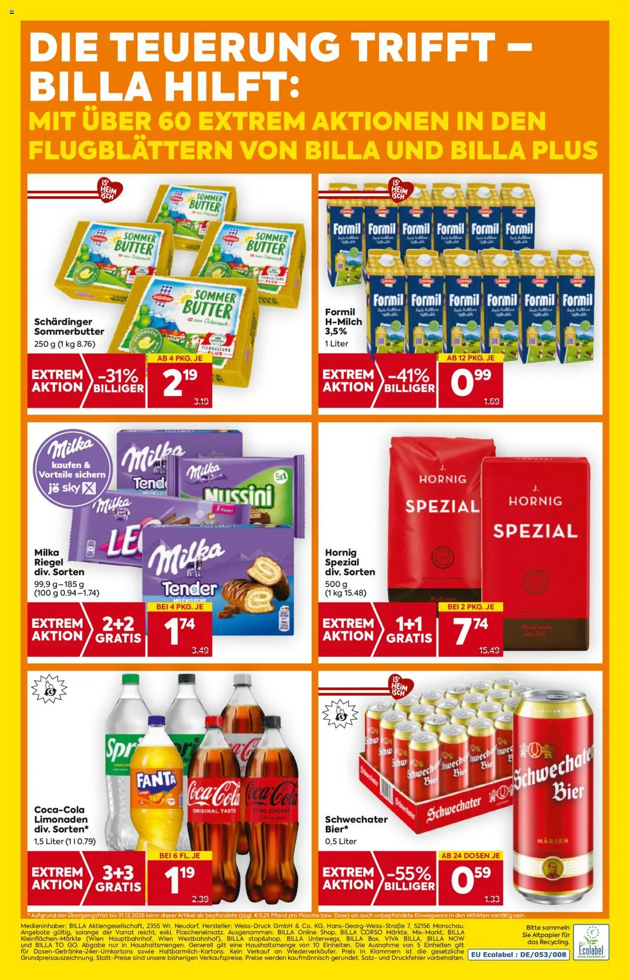 Billa AT akciós ujság - amely érvényes a következő dátumtól: 09.10.2025 | Oldal: 20 | Termékek: Fanta, Coca Cola, Cola