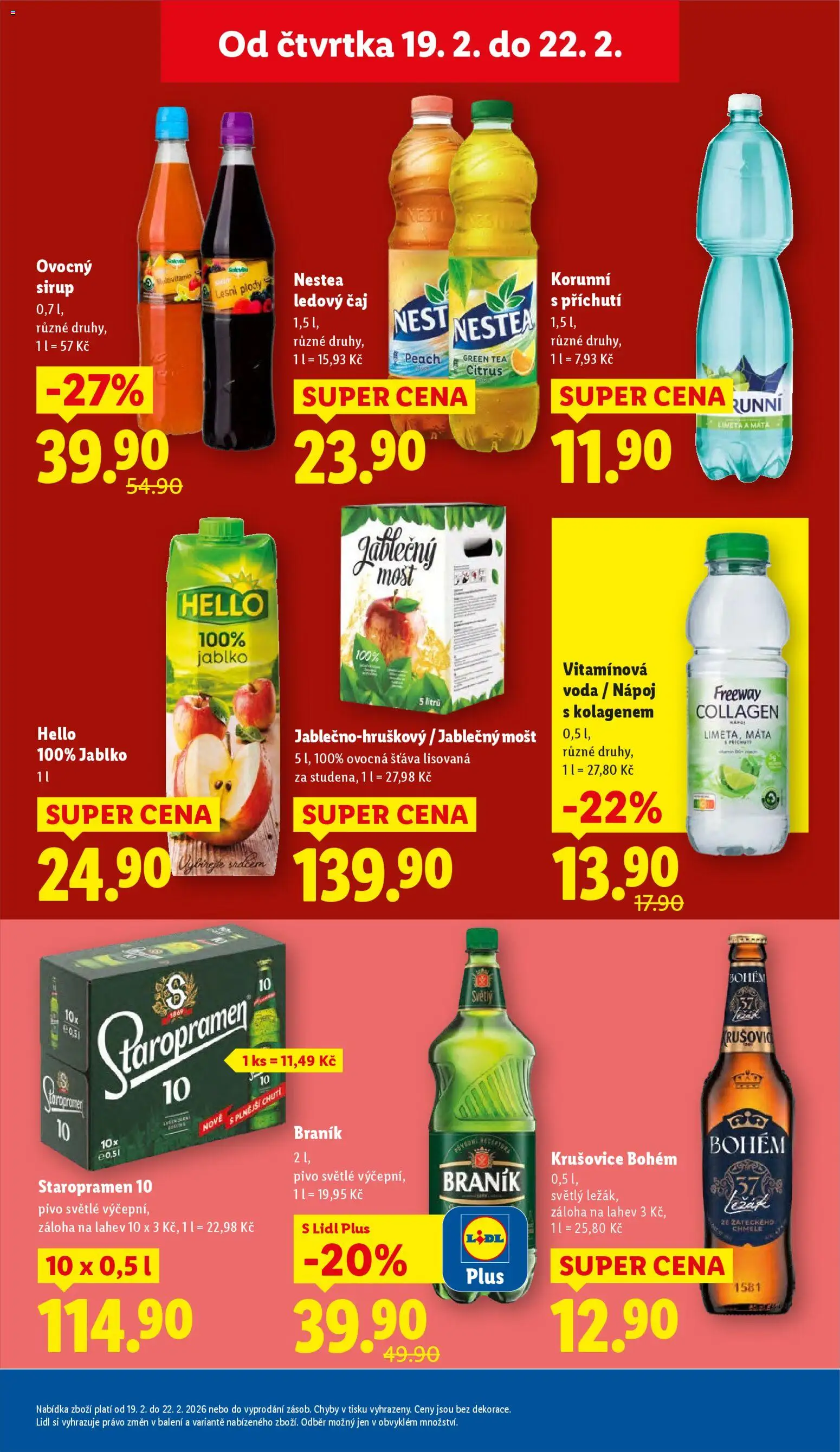 Lidl leták od 19.02.2026 | Strana: 19 | Produkty: Pivo, Mošt, Krušovice, Ovocný sirup