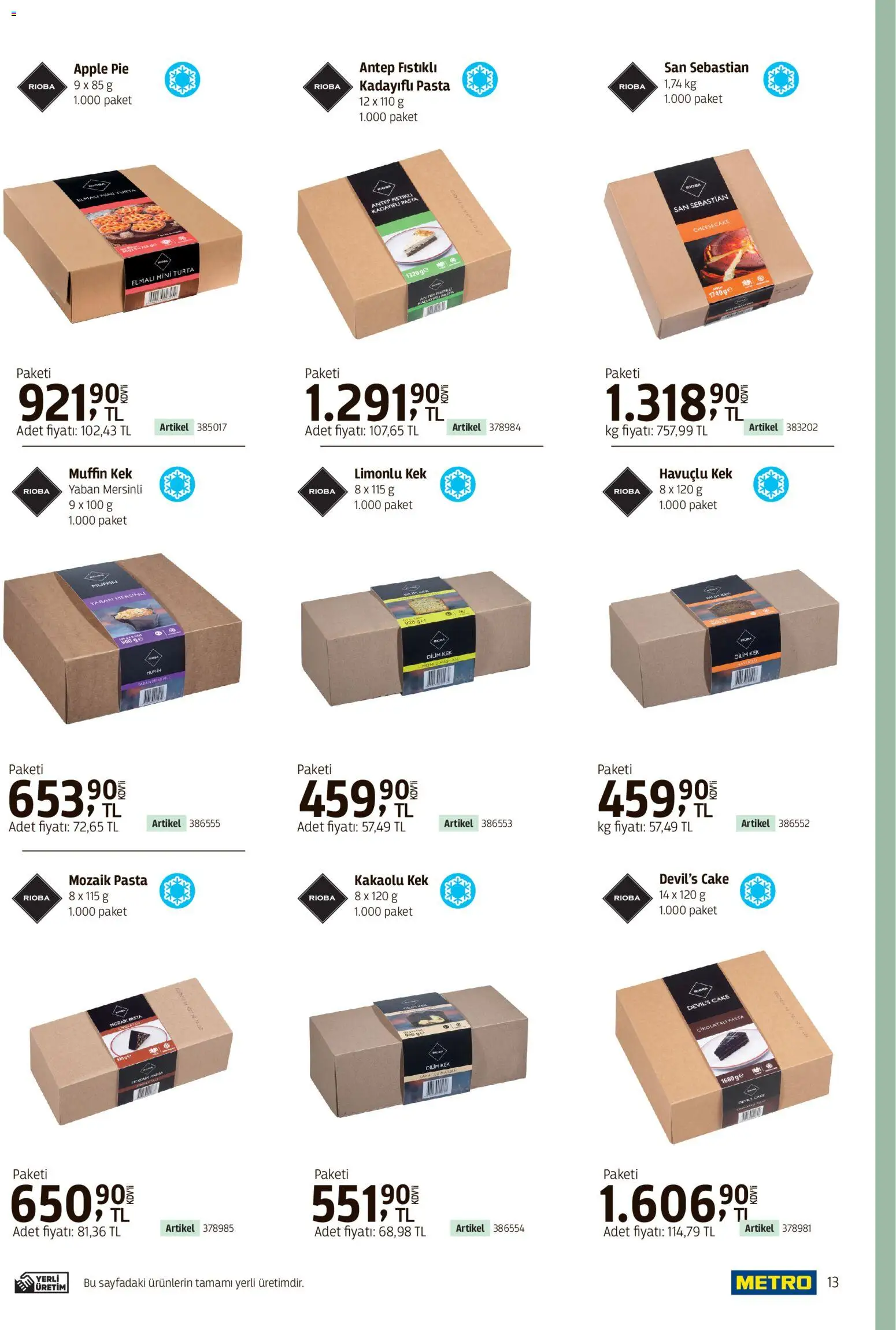 Metro - Kafeler & Pastaneler Kataloğu - 15.04.2026 tarihinden itibaren geçerlidir | Sayfa: 13 | Ürünler: Mozaik pasta