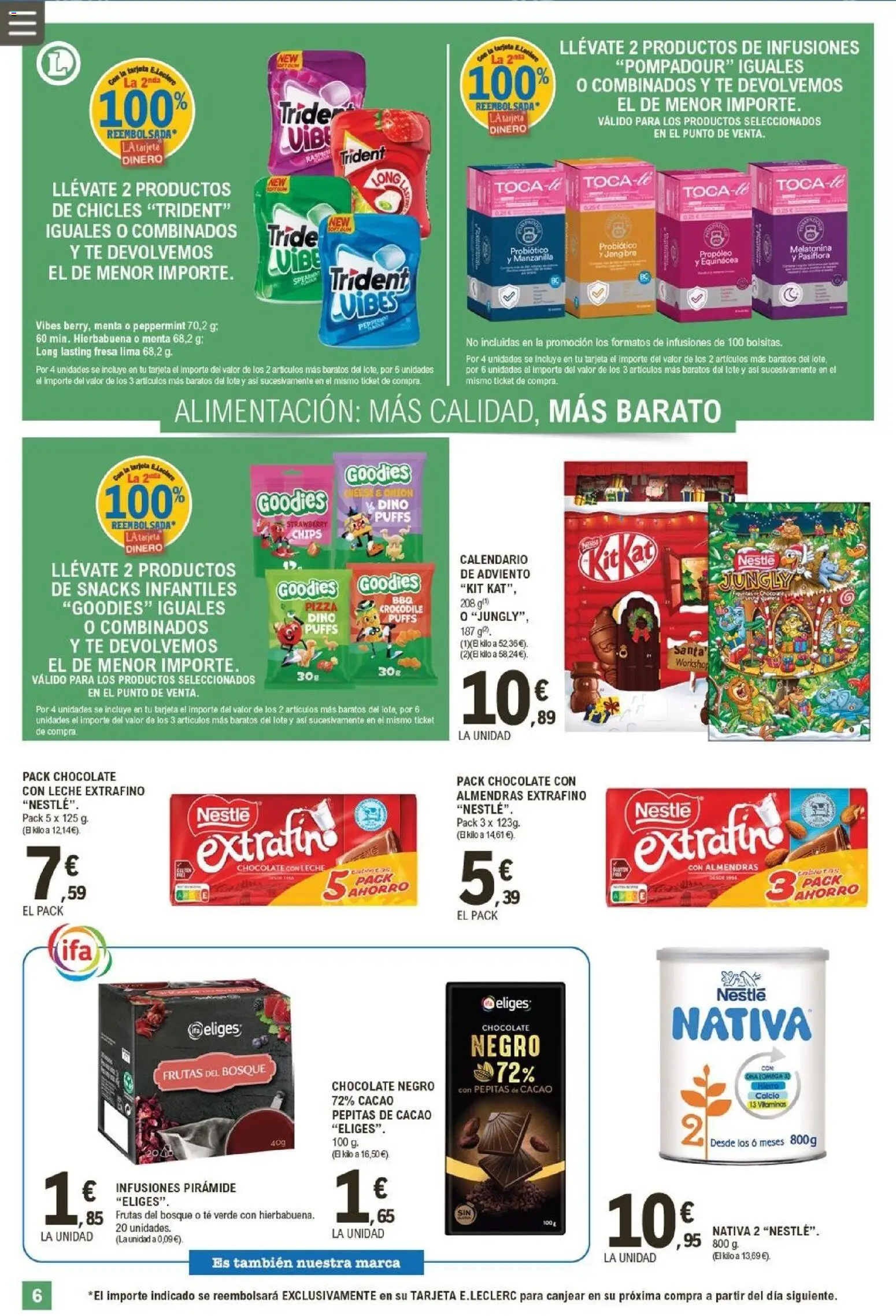 E.Leclerc folleto │ válido desde el 05.11.2025 | Página: 6 | Productos: Lima, Leche, Chocolate con leche, Φρυγανιές σικάλεως