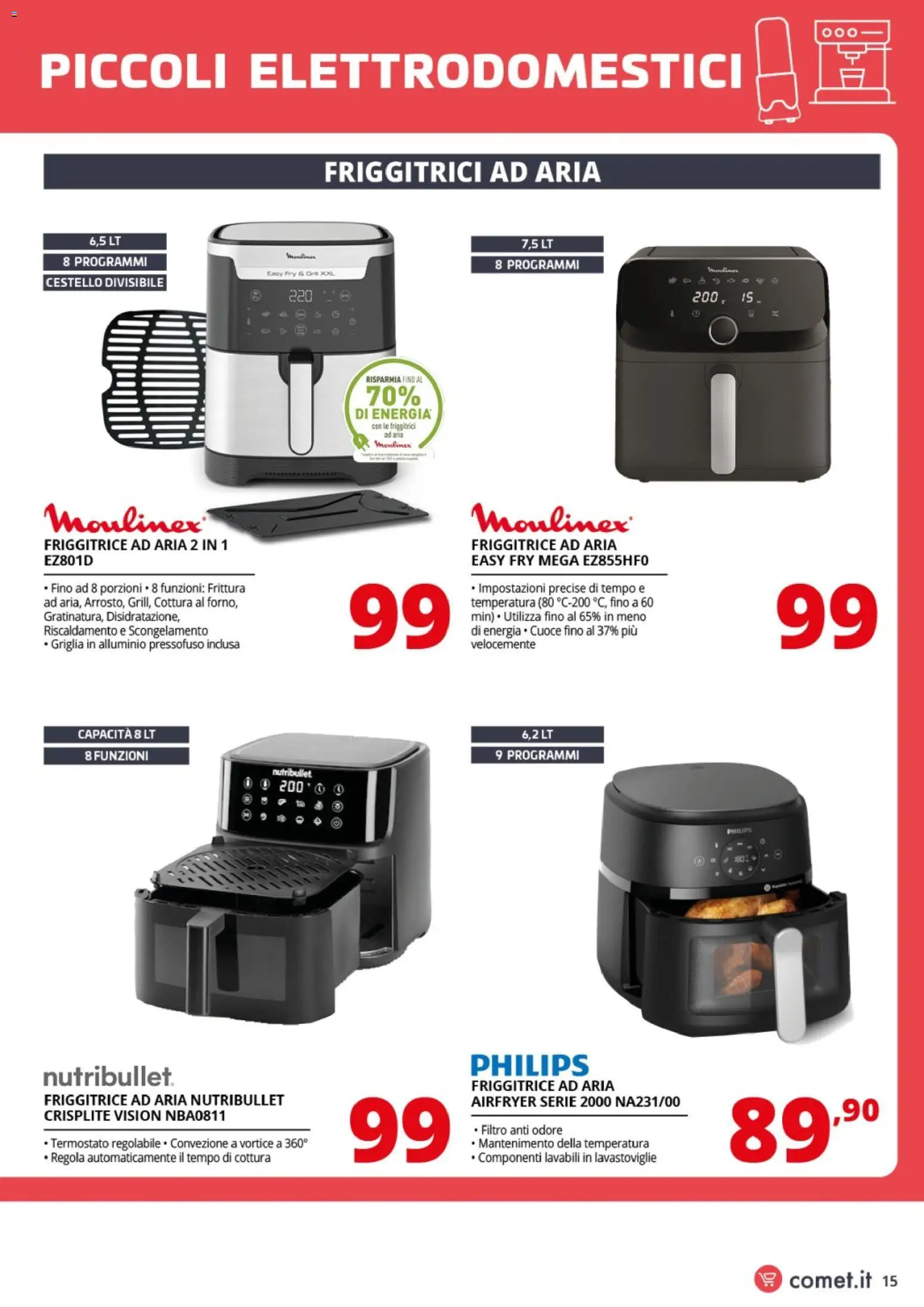Volantino Comet del 19.02.2026 | Pagina: 15 | Prodotti: Friggitrice ad aria, Alluminio, Griglia, Friggitrice