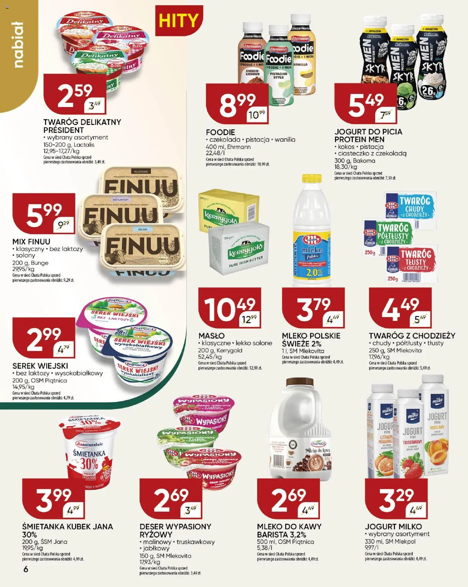 Chata Polska Gazetka od 29.01.2026 | Strona: 6 | Produkty: Serek wiejski bez laktozy, Mleko, Jogurt, Twaróg