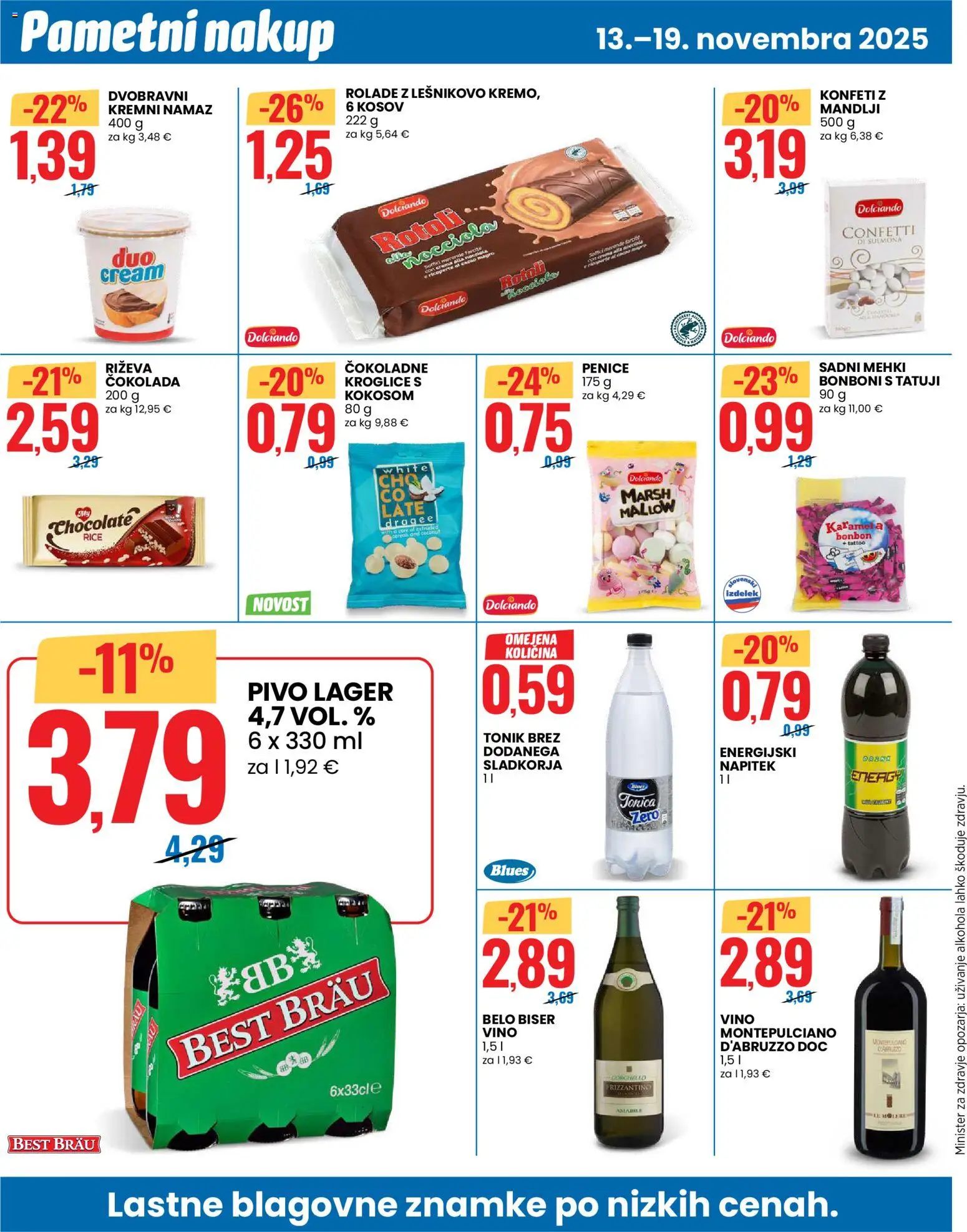 Novi Eurospin katalog ponudbe – veljaven od 13.11.2025 | Stran: 8 | Izdelki: Mandlji, Energijski napitek, Cokolada, Pivo