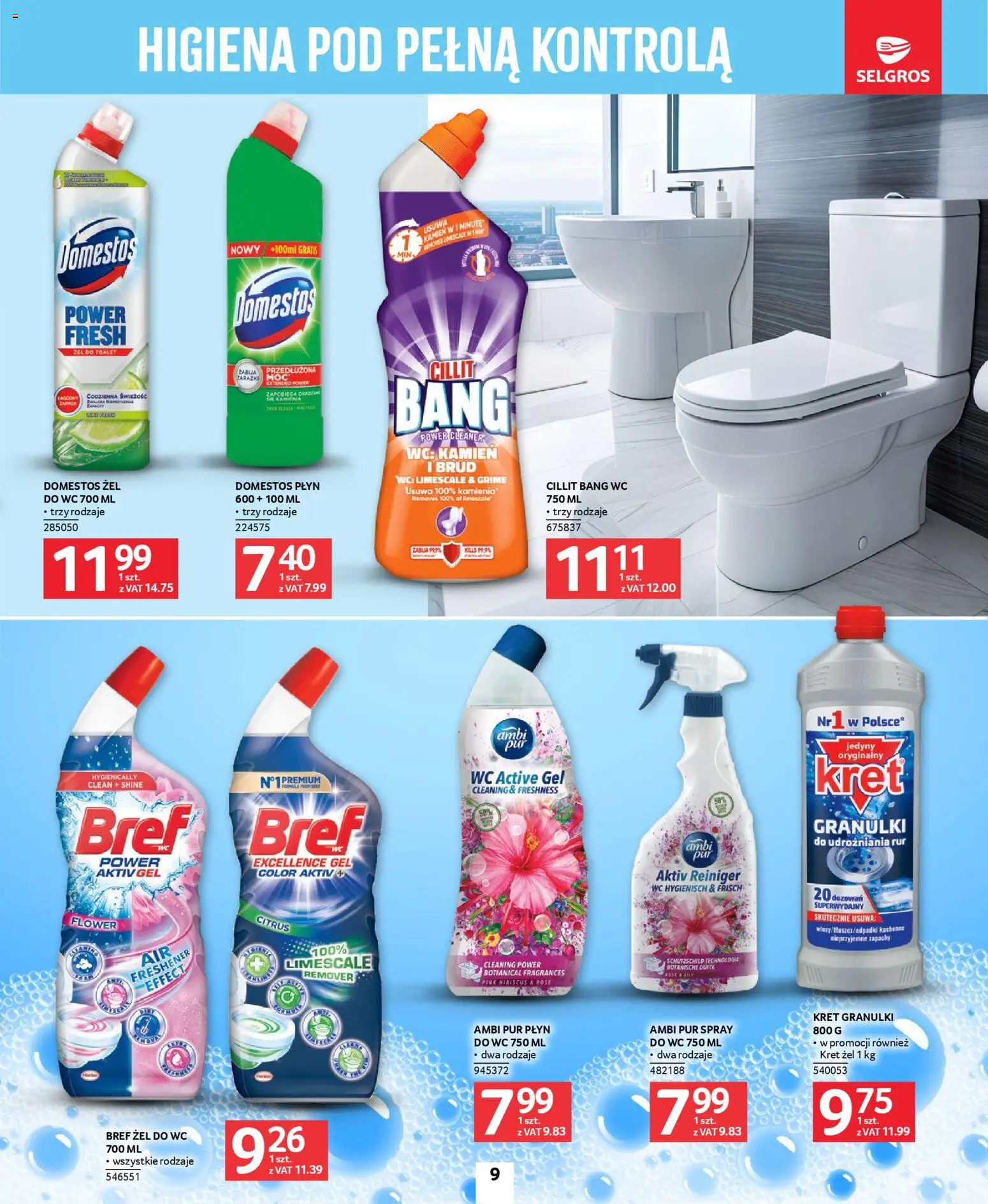 Selgros cash&carry gazetka - Sprzątanie od 26.03.2026 | Strona: 9 | Produkty: Cleaner, Domestos, Zapach