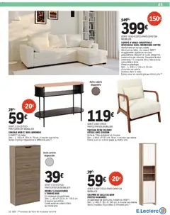 E.Leclerc - Prévisualisation de MEUBLE À CHAUSSURES 3 TIROIRS BOIS, En panneaux de particules. Dim.: L. 60 x P. 23,3 x H. 119,5 cm. A monter soi-même. valide à partir de 26.12.2025 | Page: 45 | Produits: Sofa, Canapé, Fauteuil, Tiroirs