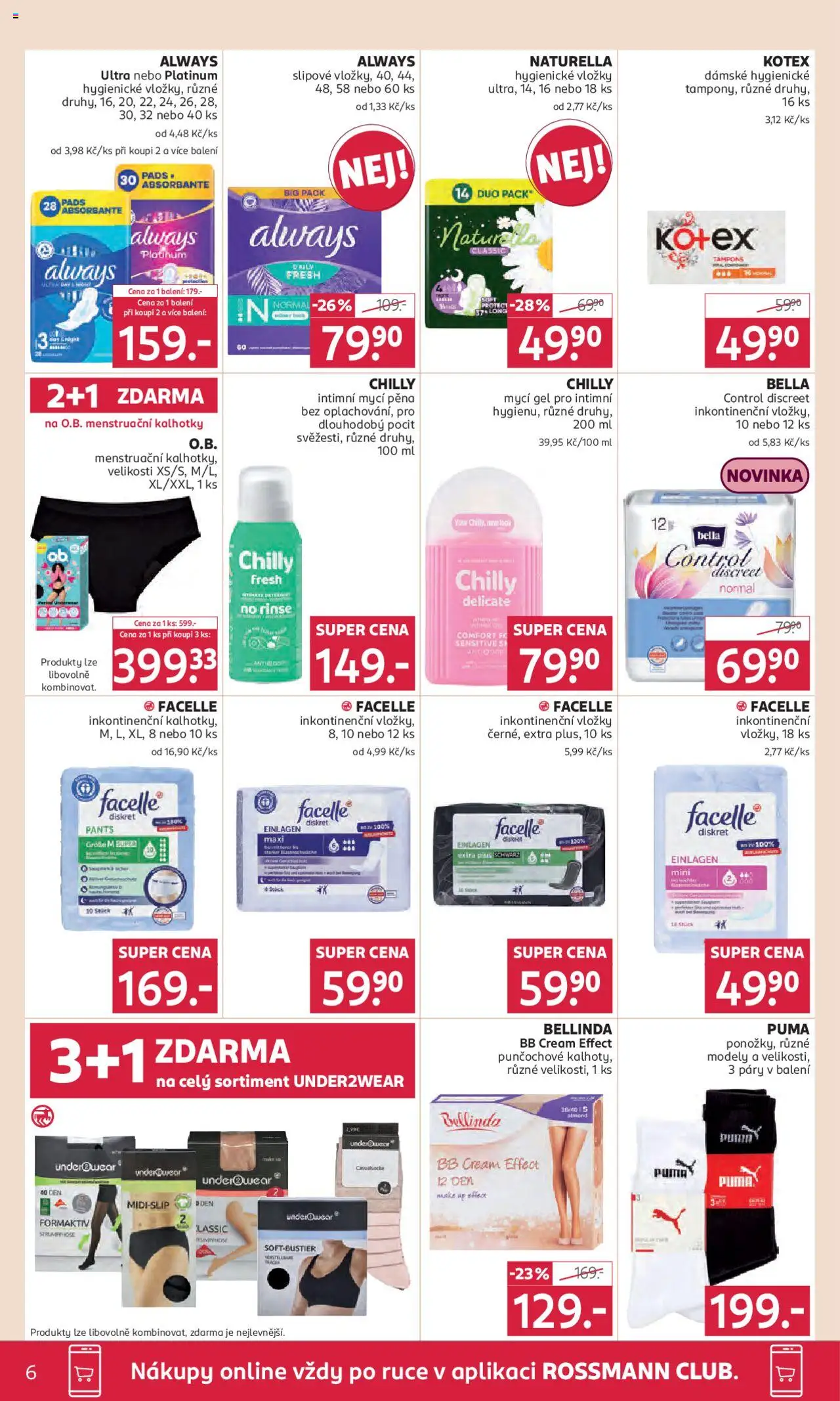 Rossmann leták od 10.09.2025 | Strana: 6 | Produkty: Kalhotky, Menstruační kalhotky, Mycí gel, Modely