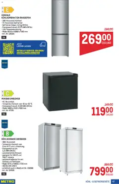 Metro Angebote Profi gültig ab 21.08.2025 | Seite: 47 | Produkte: Kühlschrank