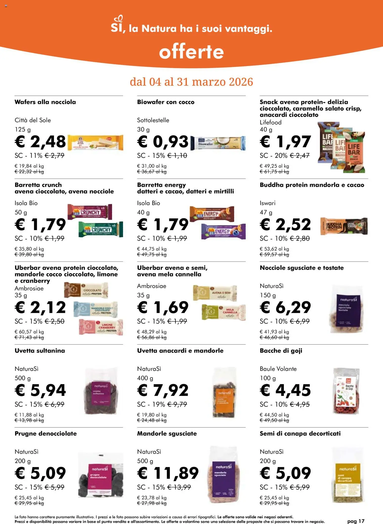 Volantino Natura Sì del 04.03.2026 | Pagina: 17 | Prodotti: Limone, Nocciole, Baule, Cacao