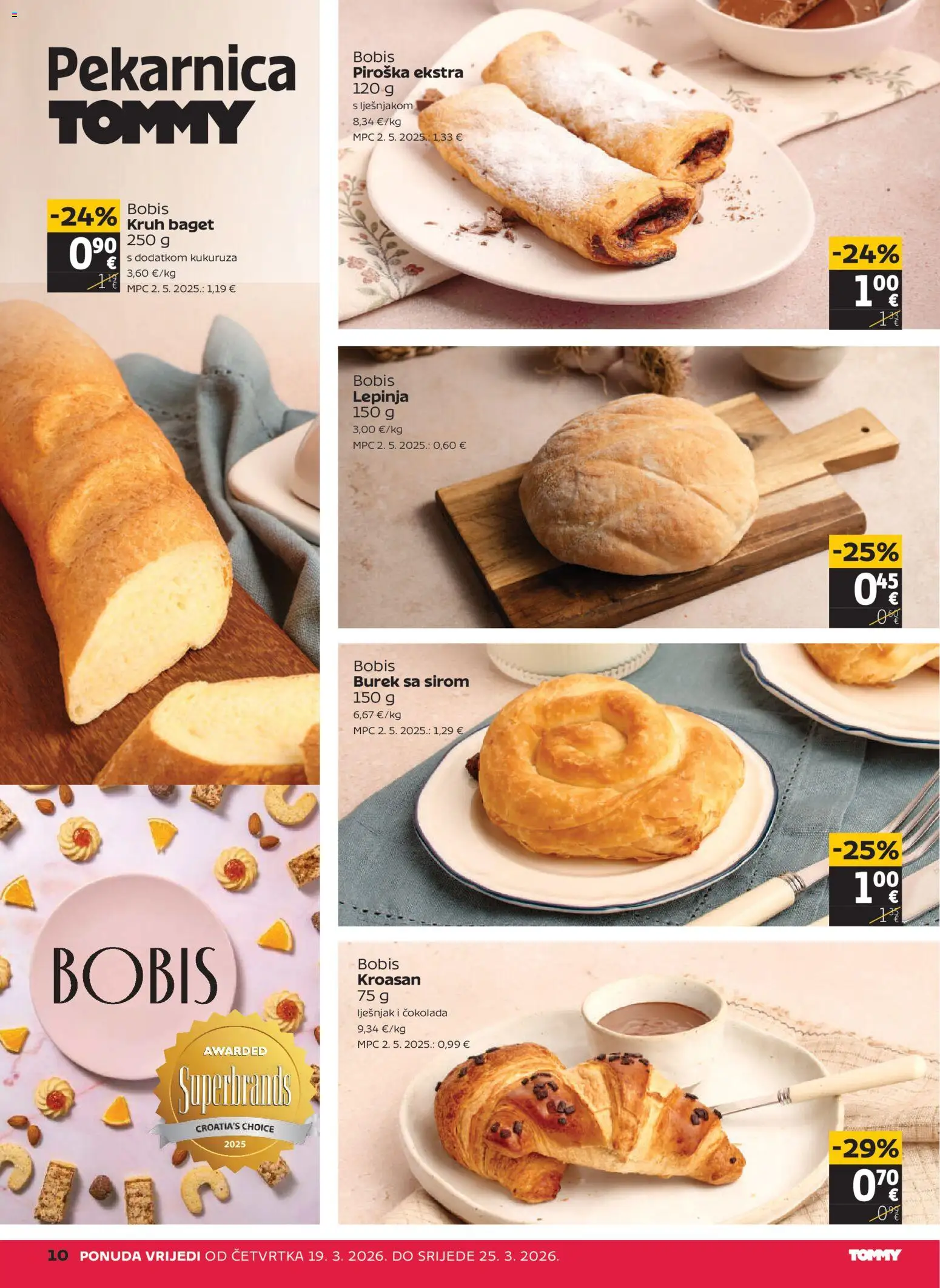 Tommy katalog | vrijedi od 19.03.2026 | Stranica: 10 | Proizvodi: Baget, Kruh, Burek, Piroška