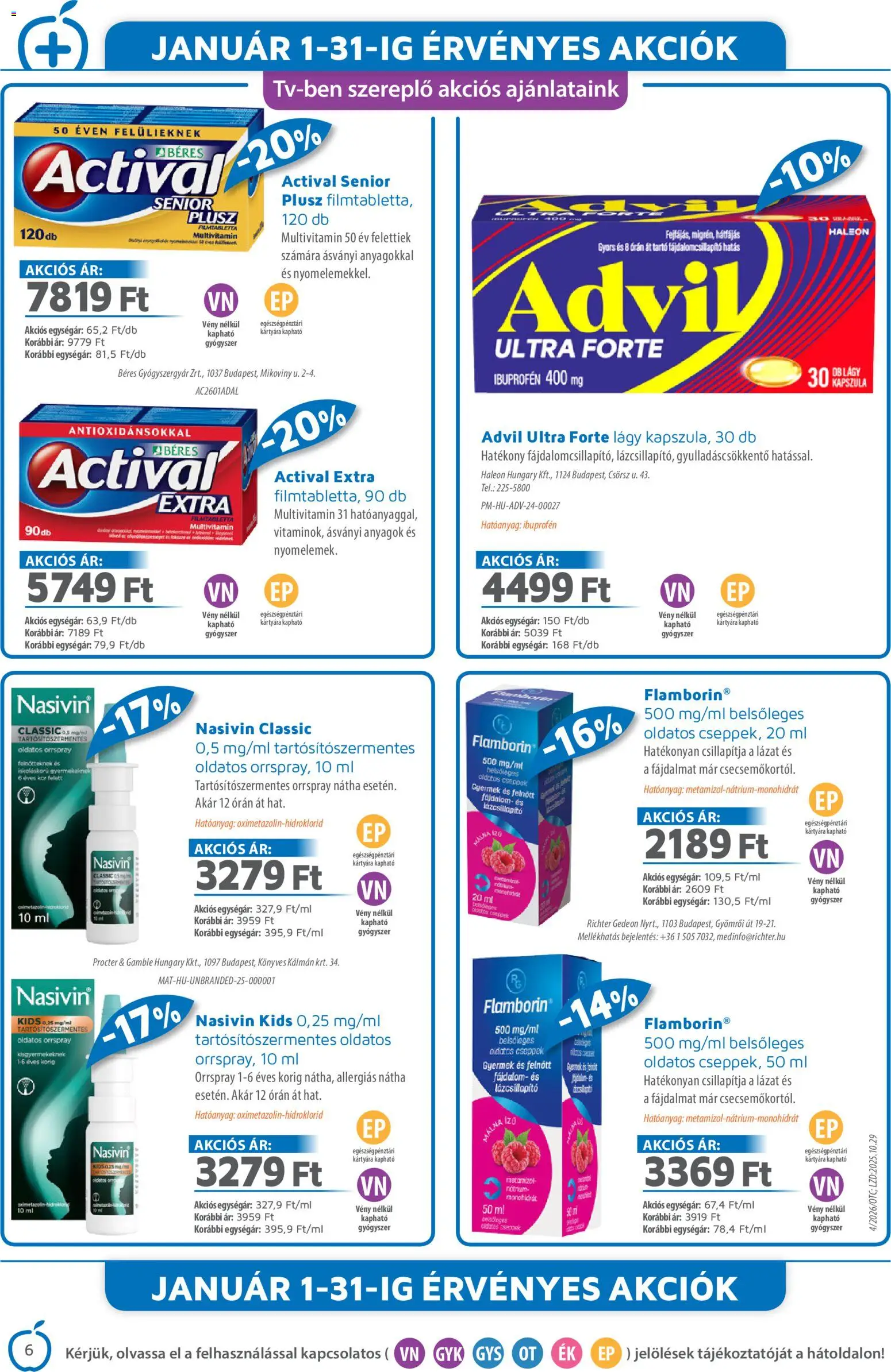 Alma Gyógyszertárak akciós ujság - amely érvényes a következő dátumtól: 01.01.2026 | Oldal: 6 | Termékek: Málna, Multivitamin