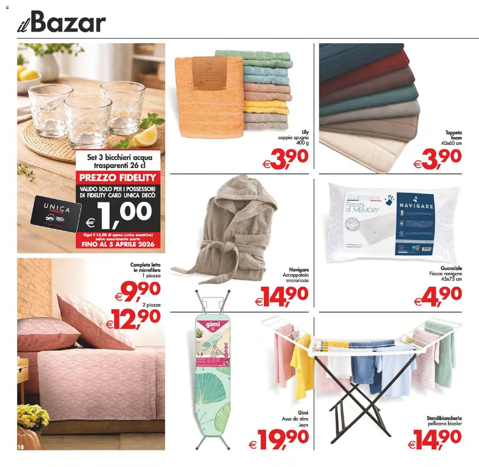 Volantino Decò del 24.02.2026 | Pagina: 18 | Prodotti: Fiocchi, Accappatoio, Acqua, Tappeto