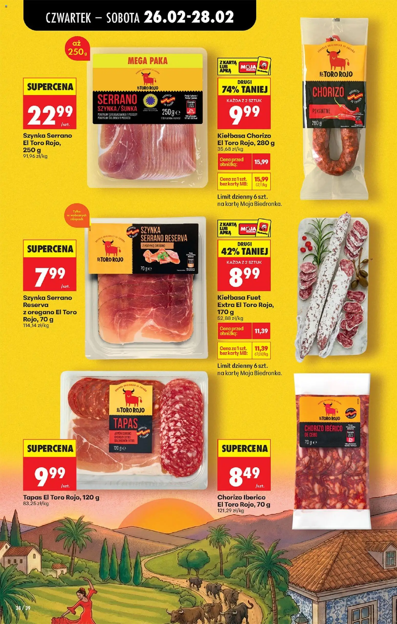 Biedronka gazetka - Oferta w tym tygodniu od 26.02.2026 | Strona: 48 | Produkty: Kiełbasa, Karta, Kiełbasa Chorizo, Szynka serrano