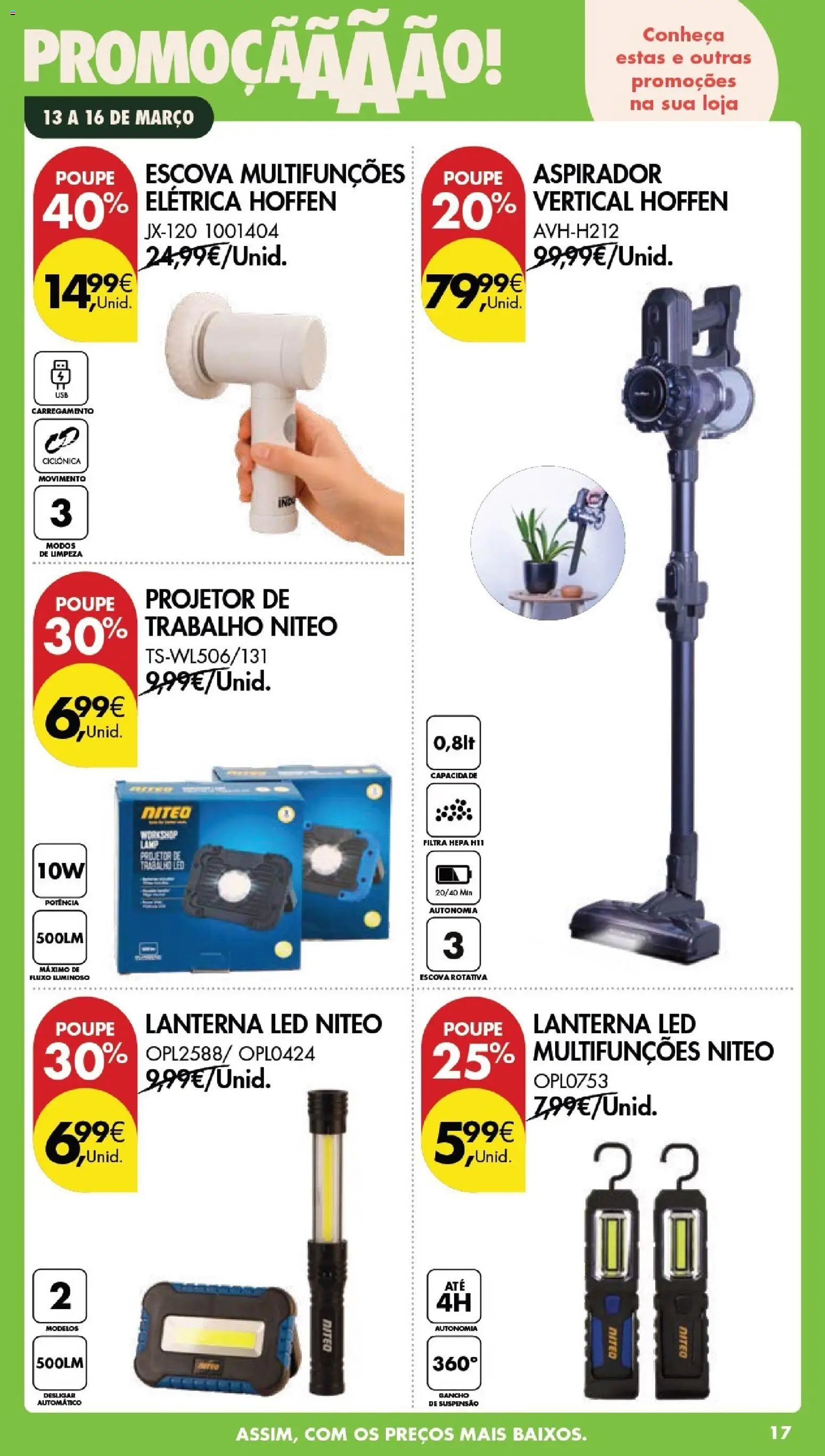 Pingo Doce Poupe este Fim de Semana │ válido de 13.03.2026 | Página: 17 | Produtos: Suspensão, Aspirador, Lanterna, Gancho