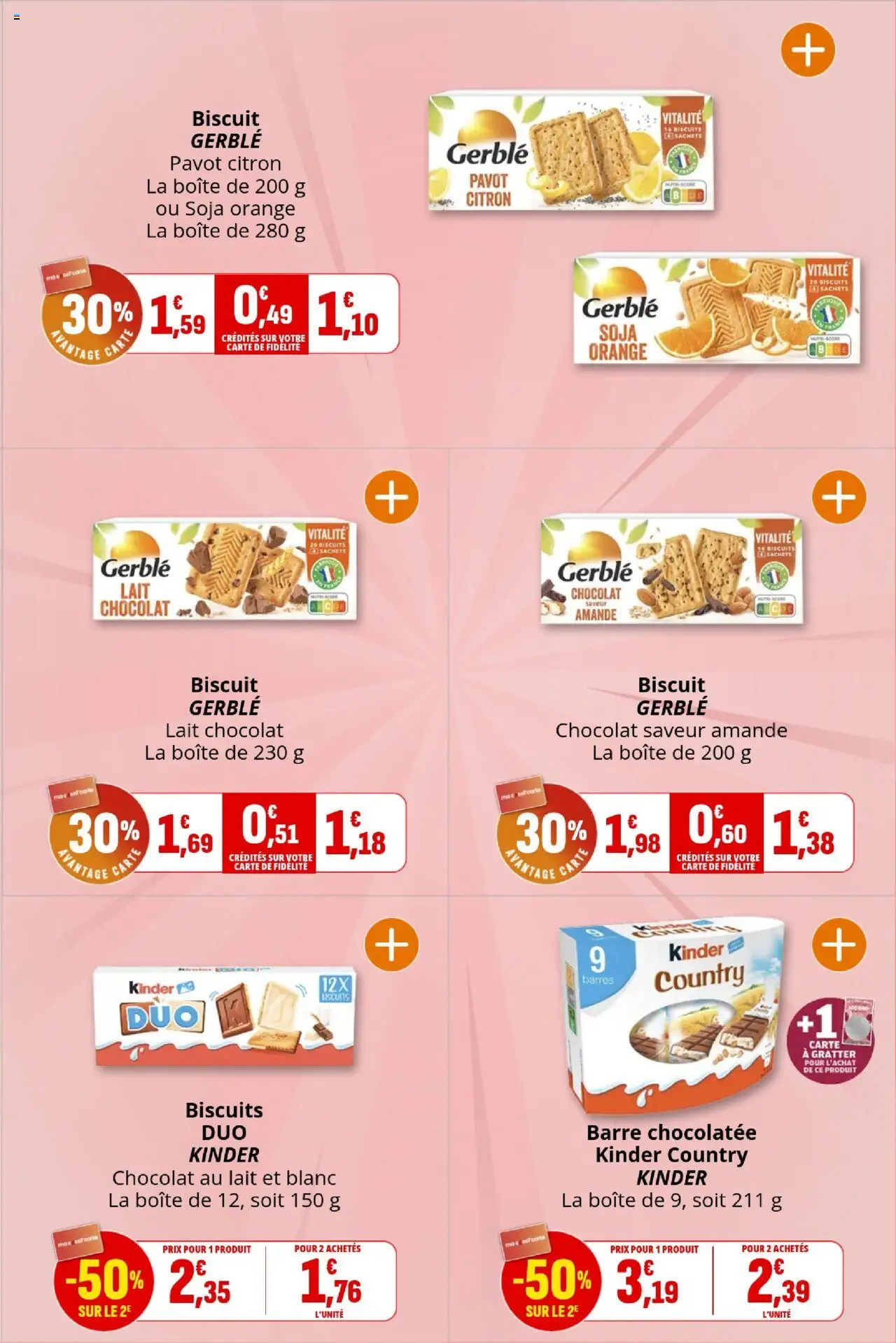 {H1} | Page: 19 | Produits: Citron, Lait, Kinder country, Biscuits