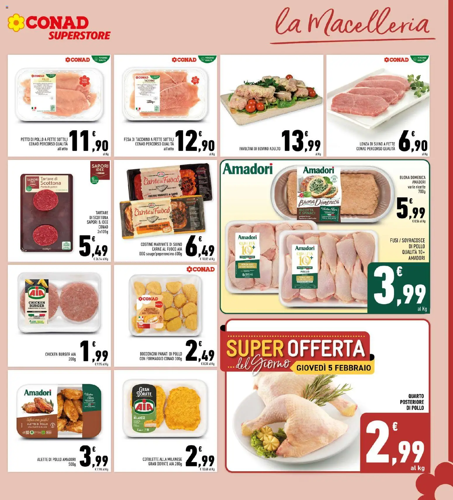 Volantino Conad del 29.01.2026 | Pagina: 9 | Prodotti: Bovino, Petto di Pollo, Pollo, Tacchino