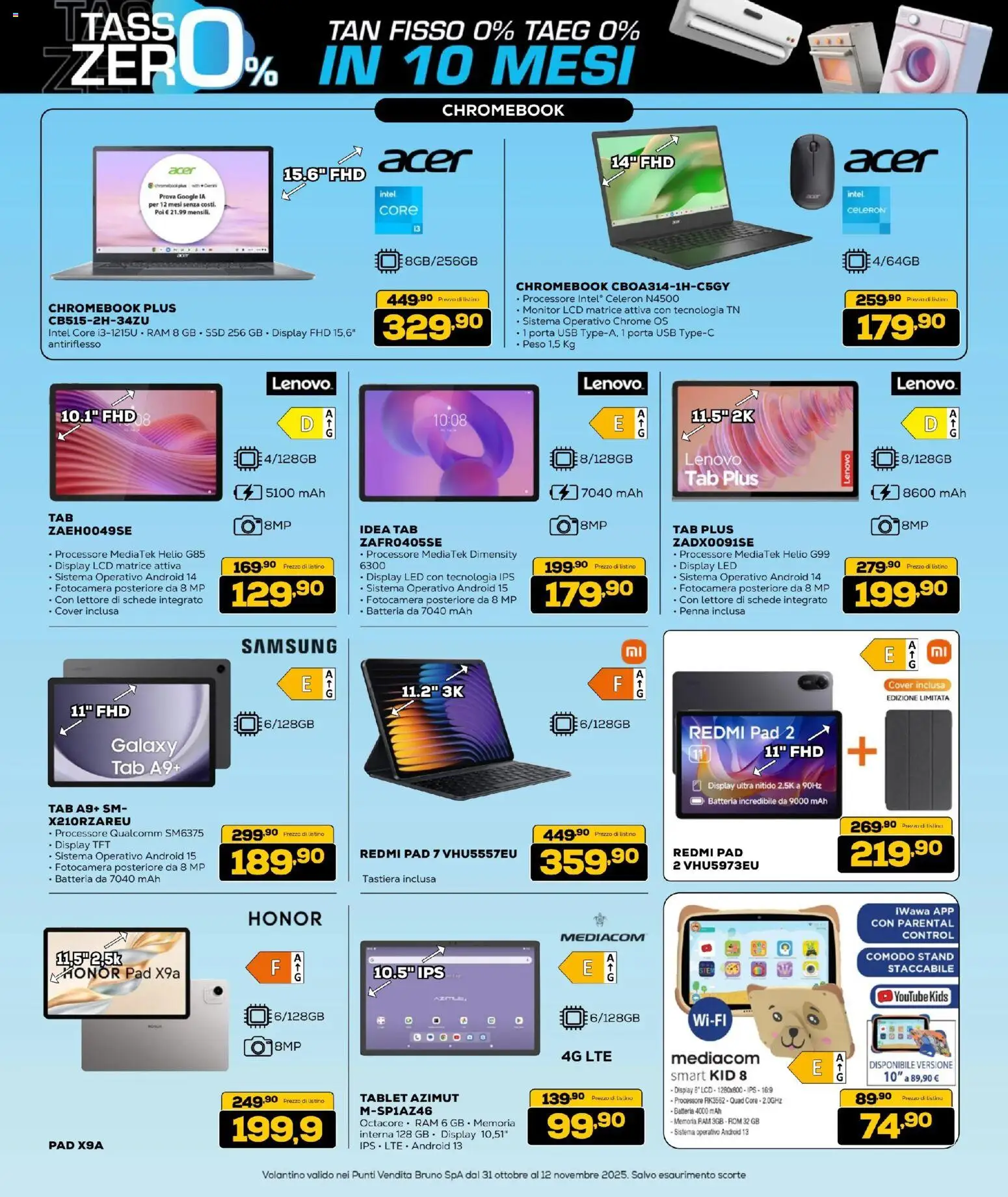Volantino BRUNO del 31.10.2025 | Pagina: 10 | Prodotti: Monitor, Tablet, Tastiera, Batteria