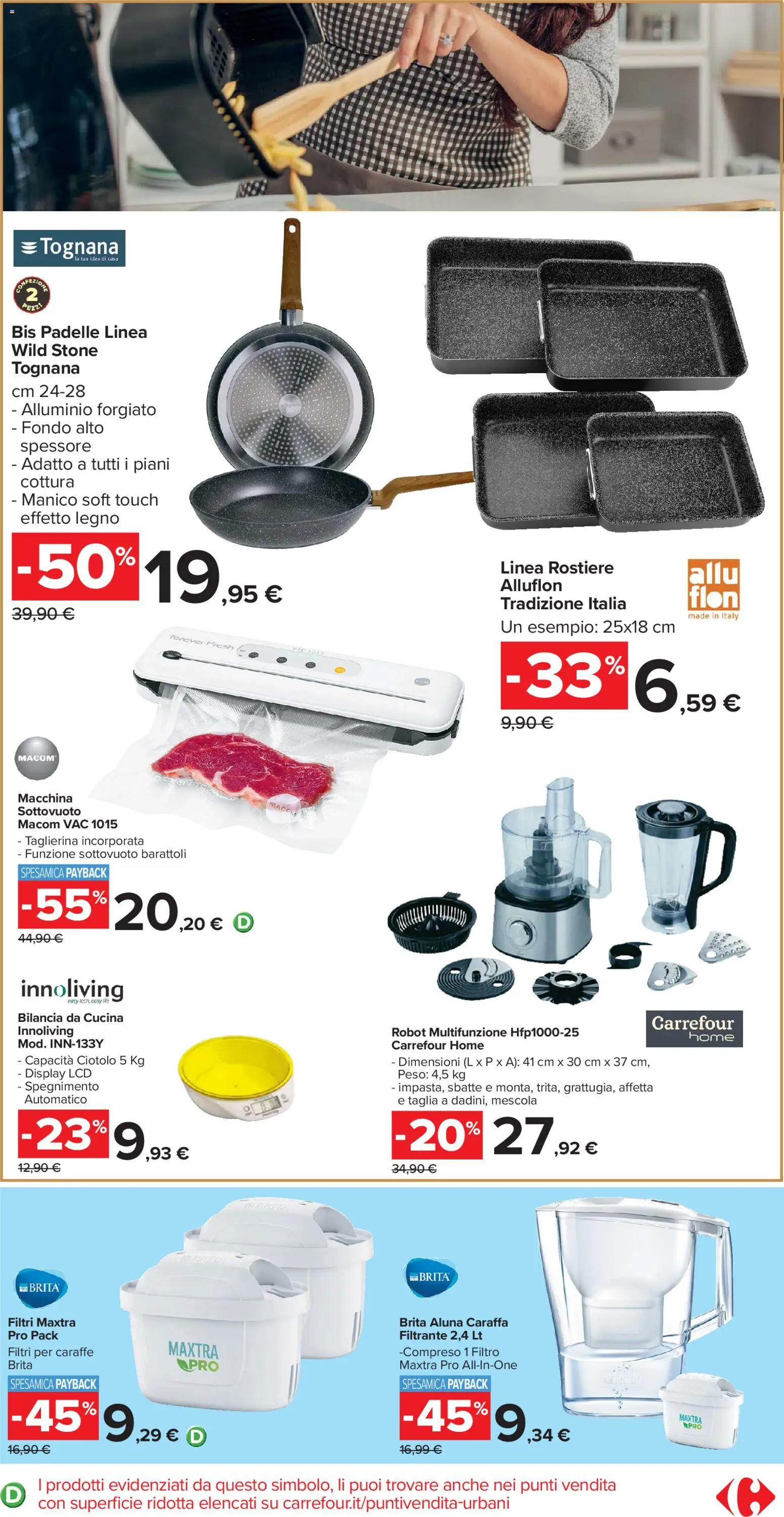 Volantino Carrefour del 17.11.2025 | Pagina: 21 | Prodotti: Macchina sottovuoto, Bilancia, Robot, Barattoli