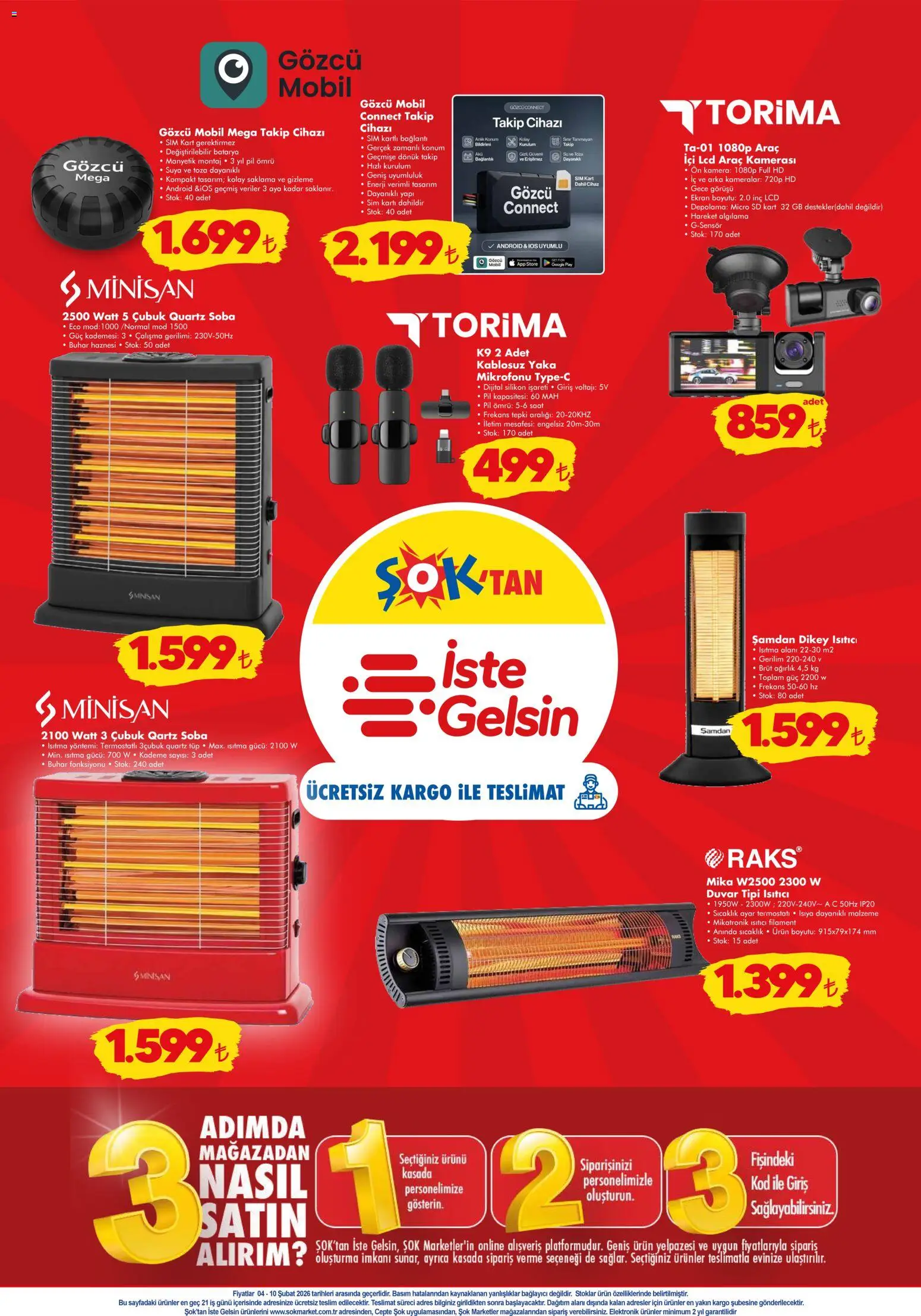 Şok Market Katalog - 04.02.2026 tarihinden itibaren geçerlidir | Sayfa: 9 | Ürünler: Soba, Saat, Bağlayıcı, Ağırlık