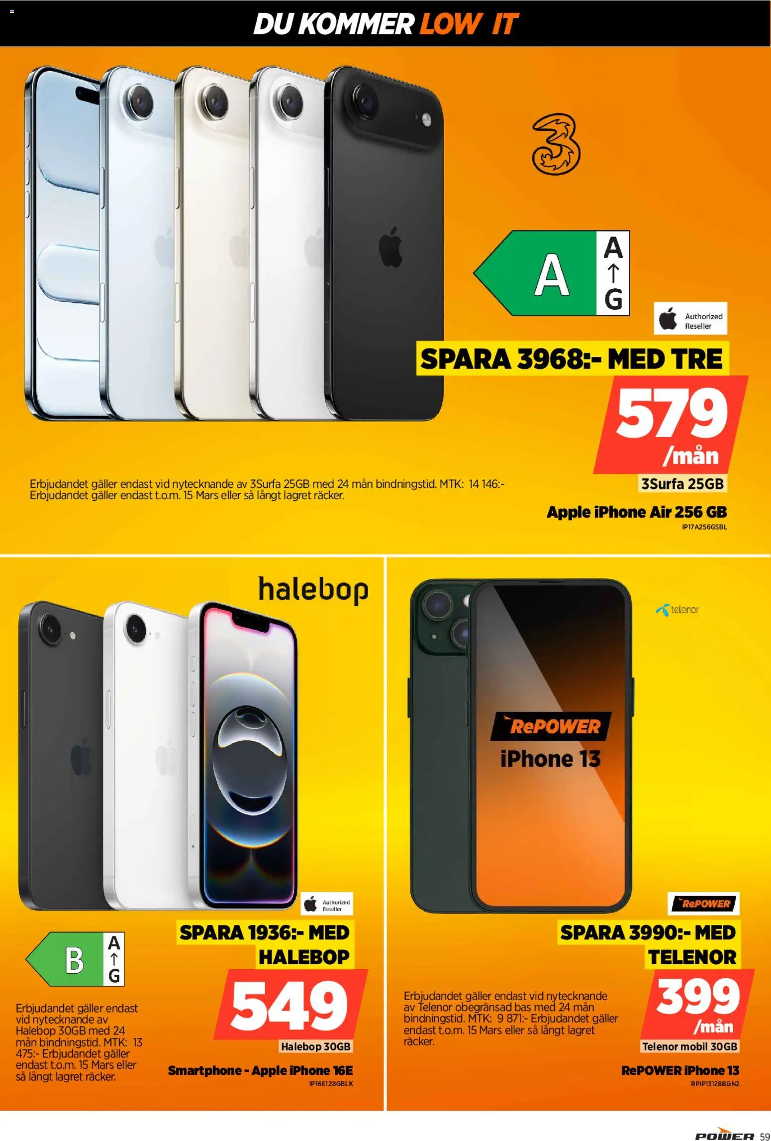 Power reklamblad aktuell från 02.03.2026 | Sida: 59 | Produkter: Galler, Äpple, Smartphone