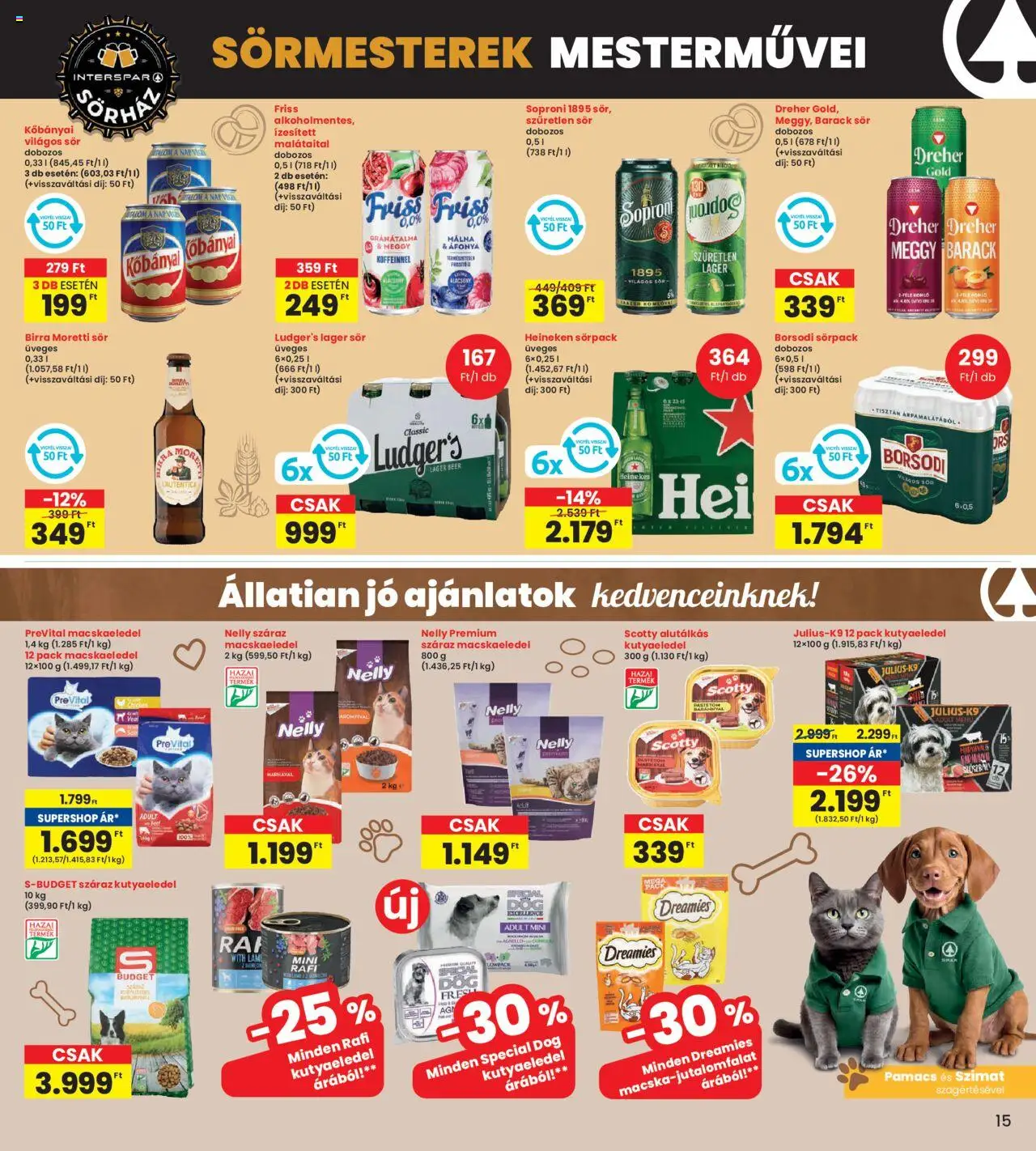 Interspar akciós ujság - amely érvényes a következő dátumtól: 18.09.2025 | Oldal: 15 | Termékek: Heineken, Meggy, Kutyaeledel, Sör