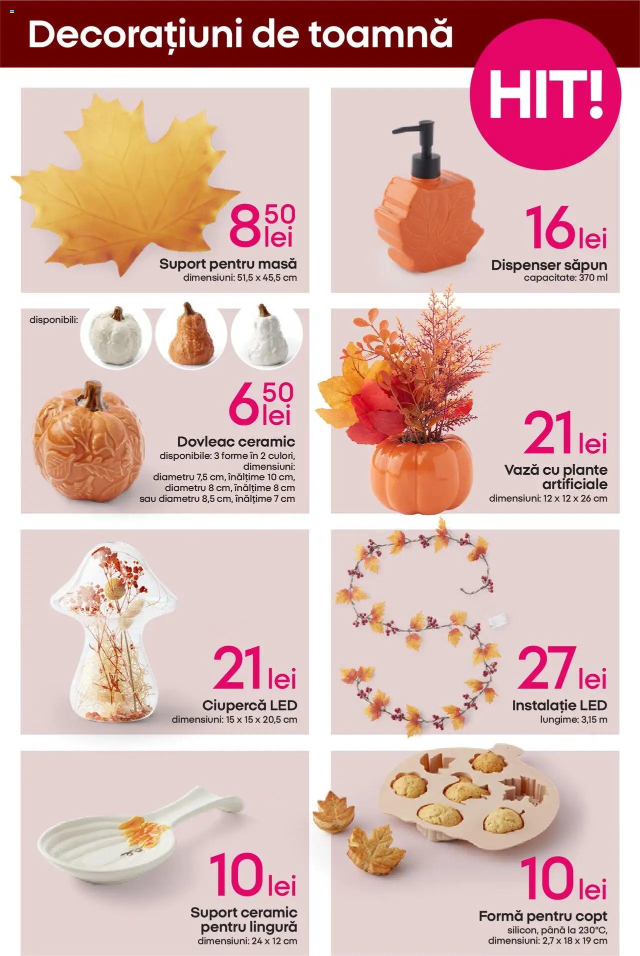 Catalog Pepco – valabil de la 28.08.2025 | Pagină: 9 | Produse: Masă, Babak, Vază, Săpun