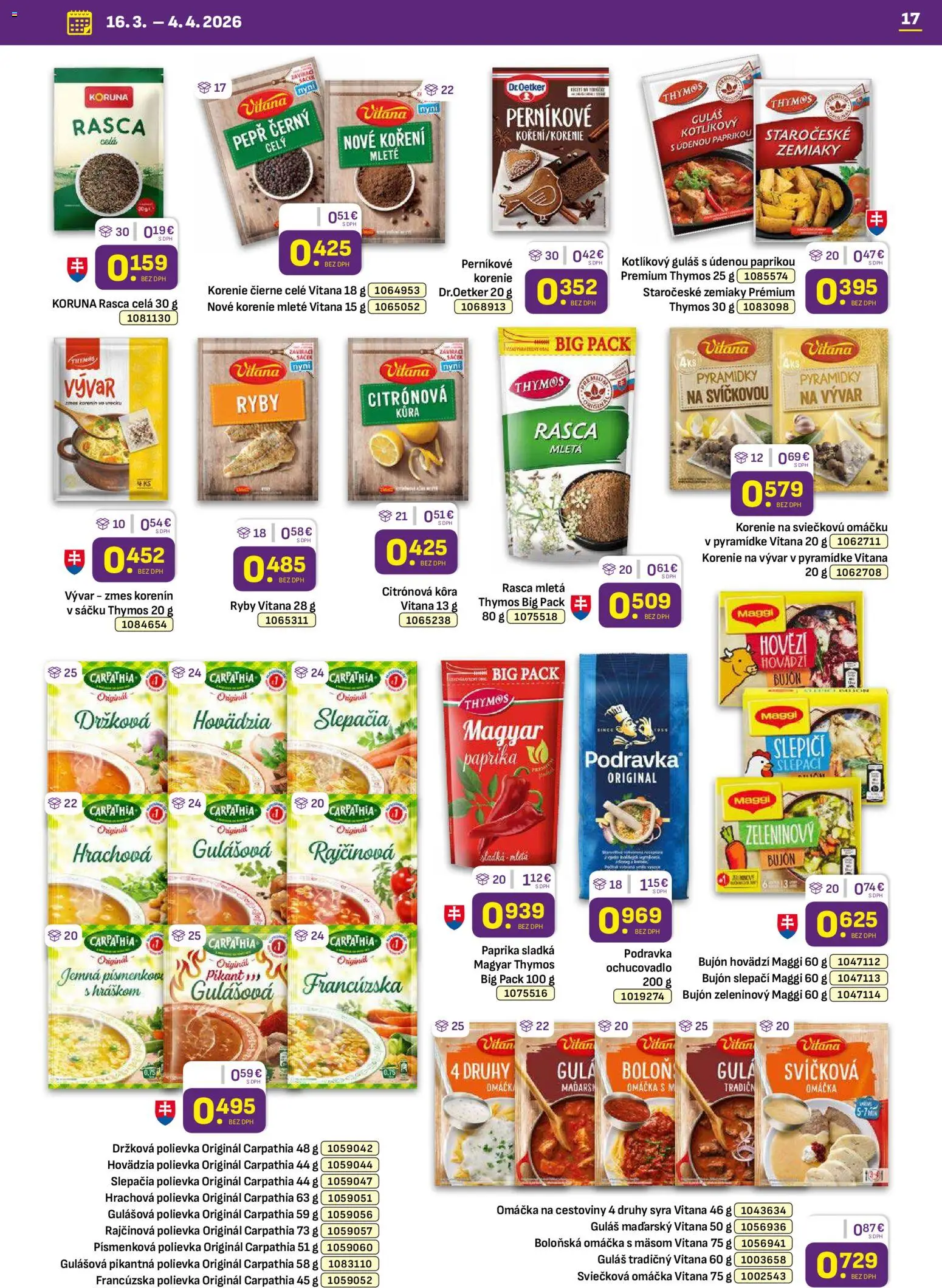 Nové Libex akcie – leták je platný od 16.03.2026 | Strana: 17 | Produkty: Paprika, Cestoviny, Zemiaky, Omáčka