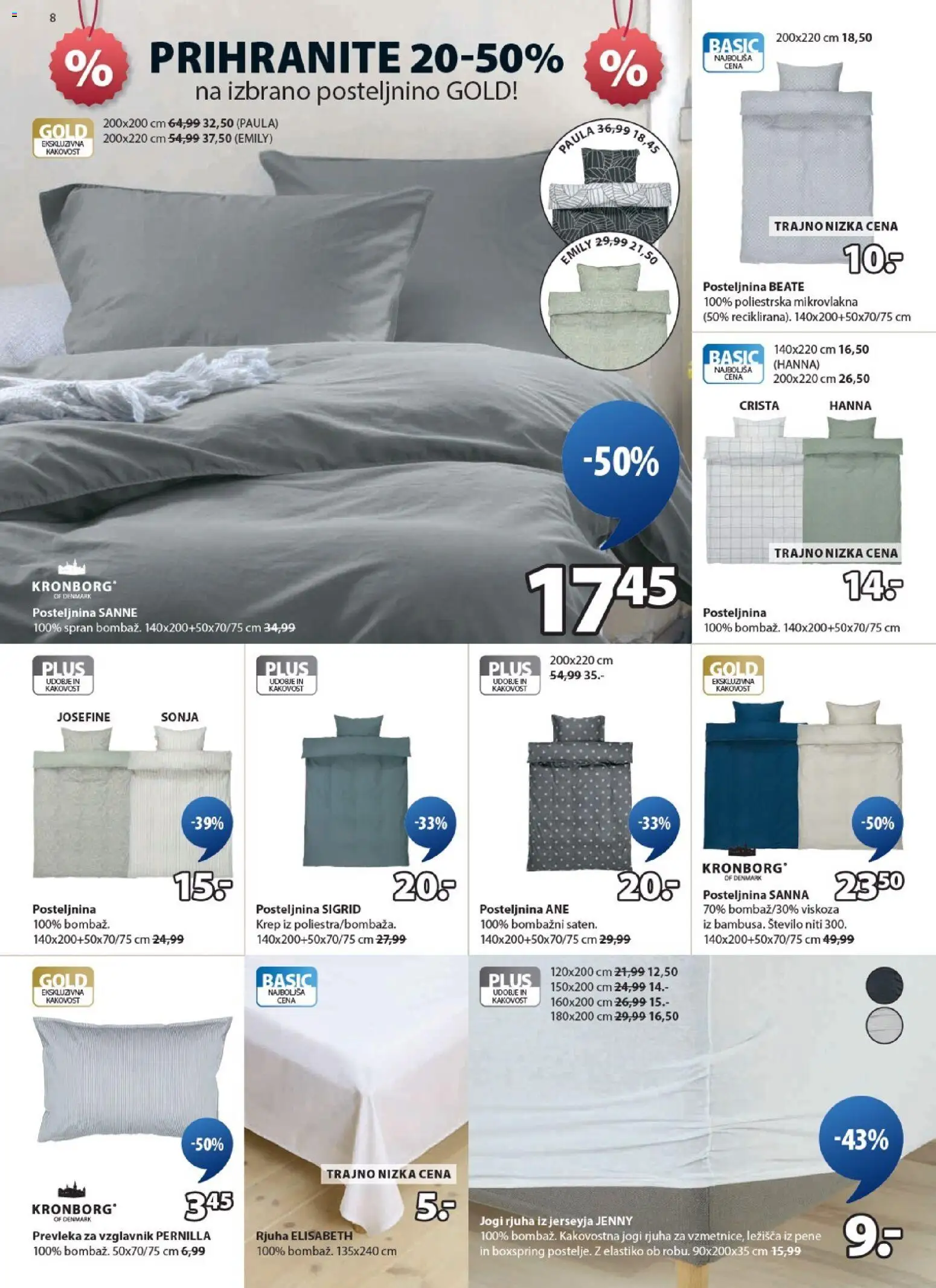 Novi JYSK katalog ponudbe – veljaven od 07.01.2026 | Stran: 8 | Izdelki: Vzglavnik, Prevleka, Posteljnina, Jogi