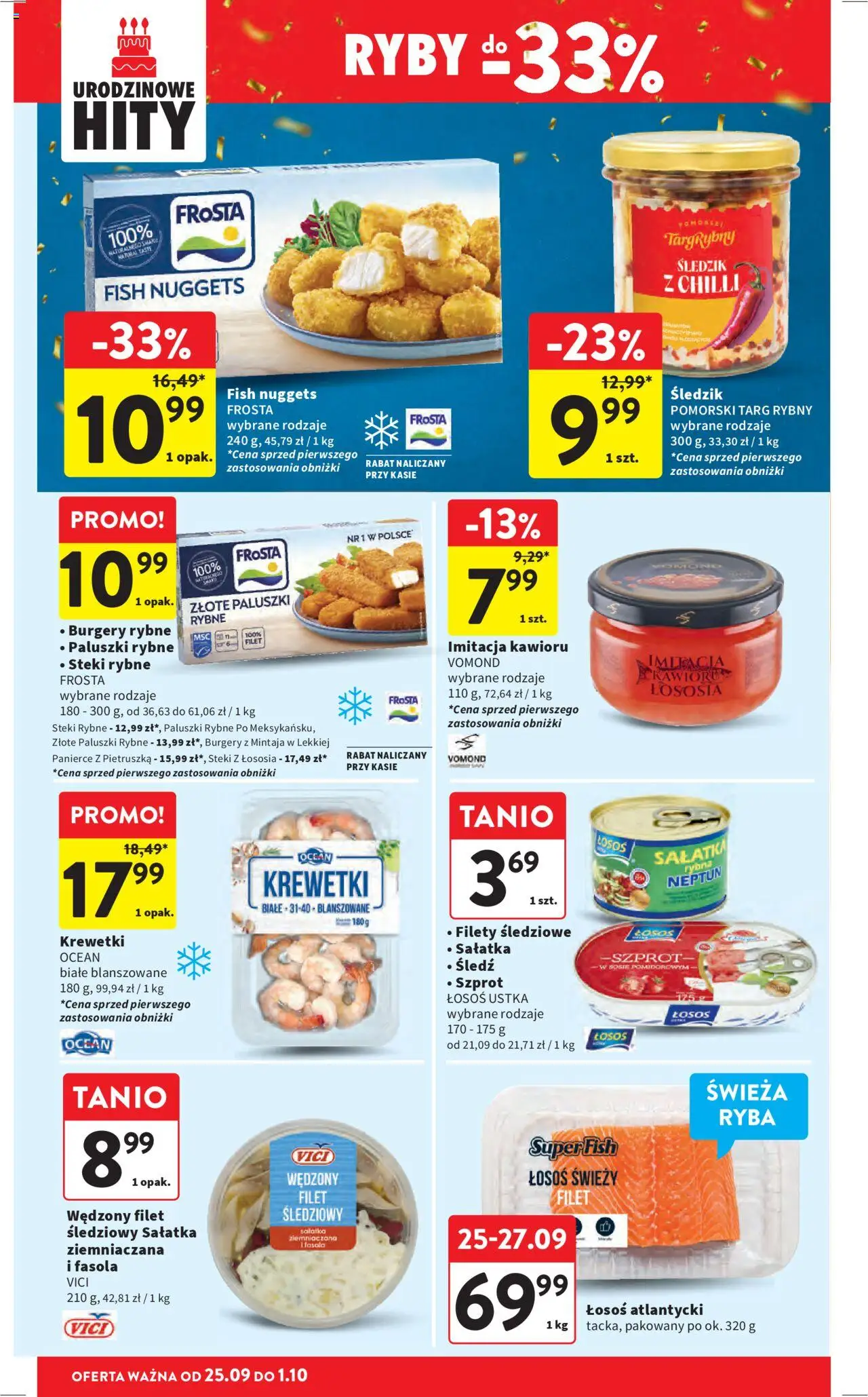 Intermarche Gazetka od 25.09.2025 | Strona: 24 | Produkty: Śledź, Steki, Paluszki rybne, Ryba