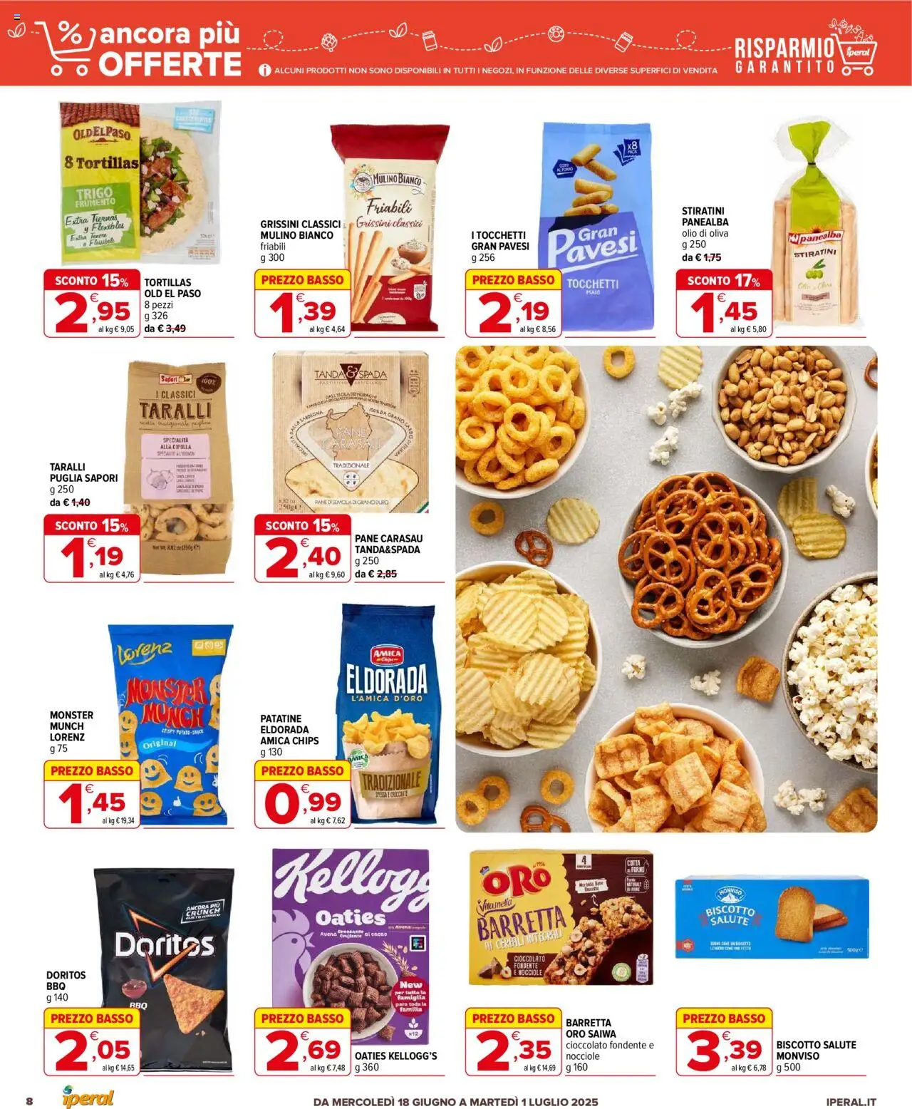 Volantino Iperal del 18.06.2025 | Pagina: 8 | Prodotti: Tortillas, Taralli, Cacao, Grissini