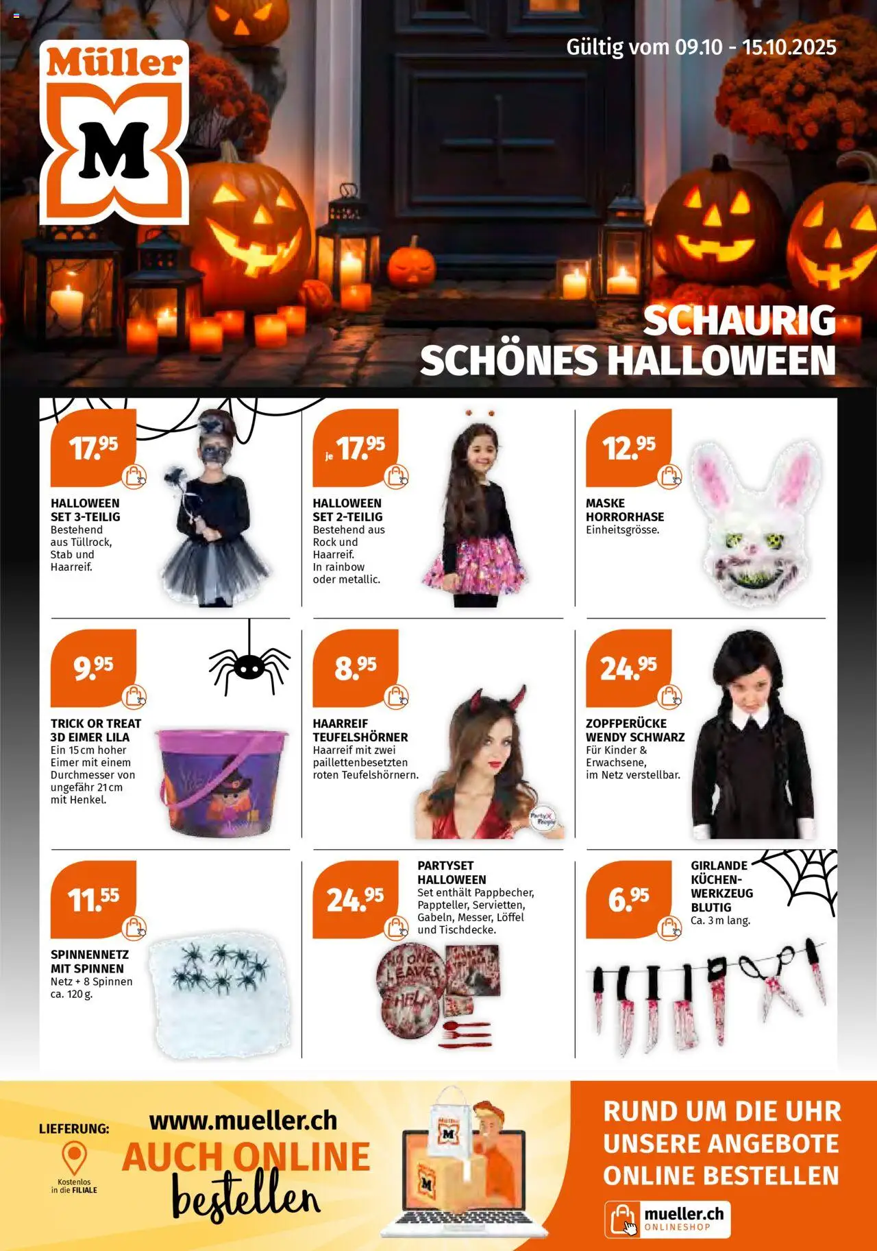Müller Aktionen – gültig ab 09.10.2025 | Seite: 1 | Produkte: Rock, Maske, Uhr