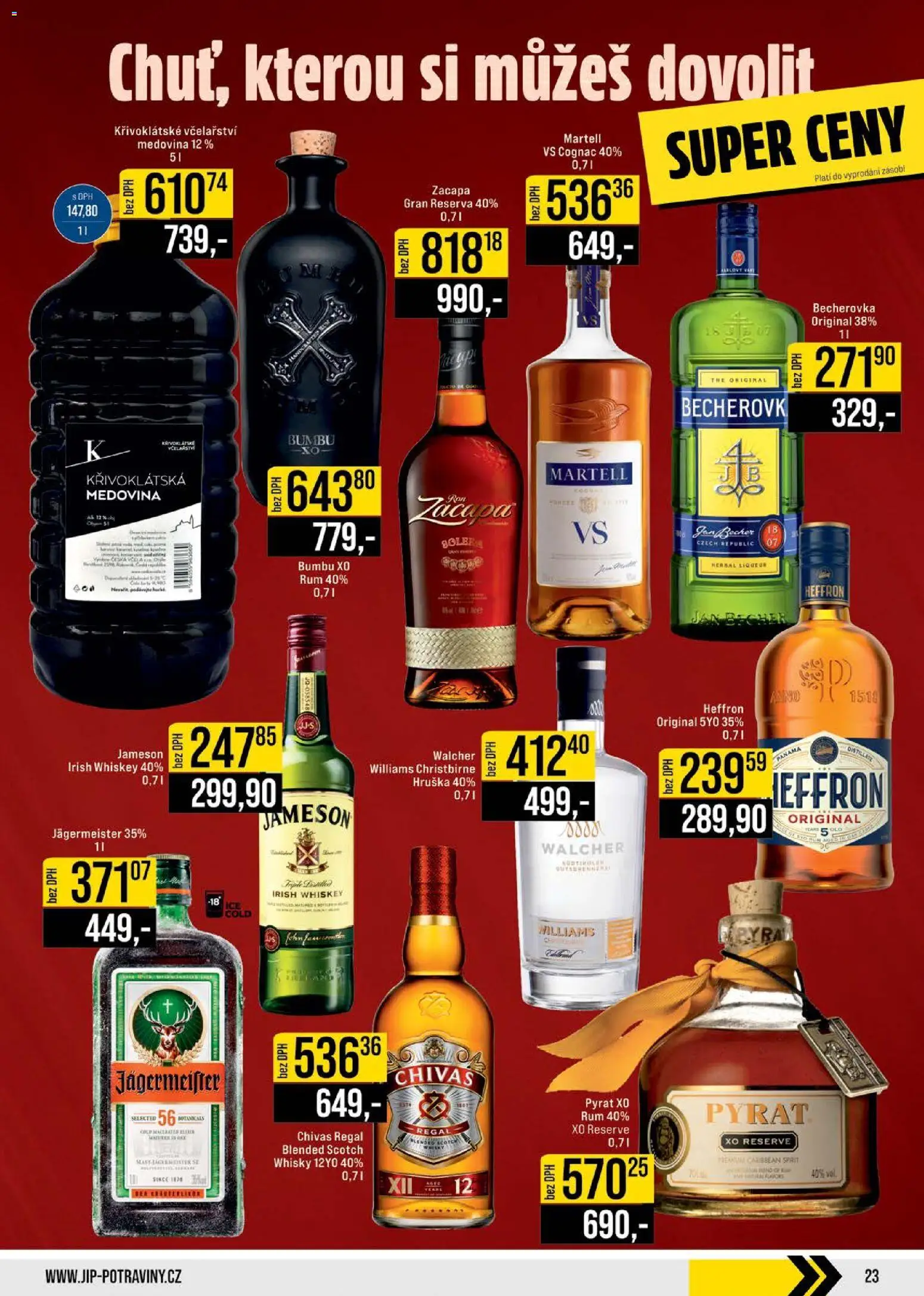 Jip leták - Cash & Carry od 24.12.2025 | Strana: 23 | Produkty: Chivas, Jägermeister, Whiskey, Becherovka