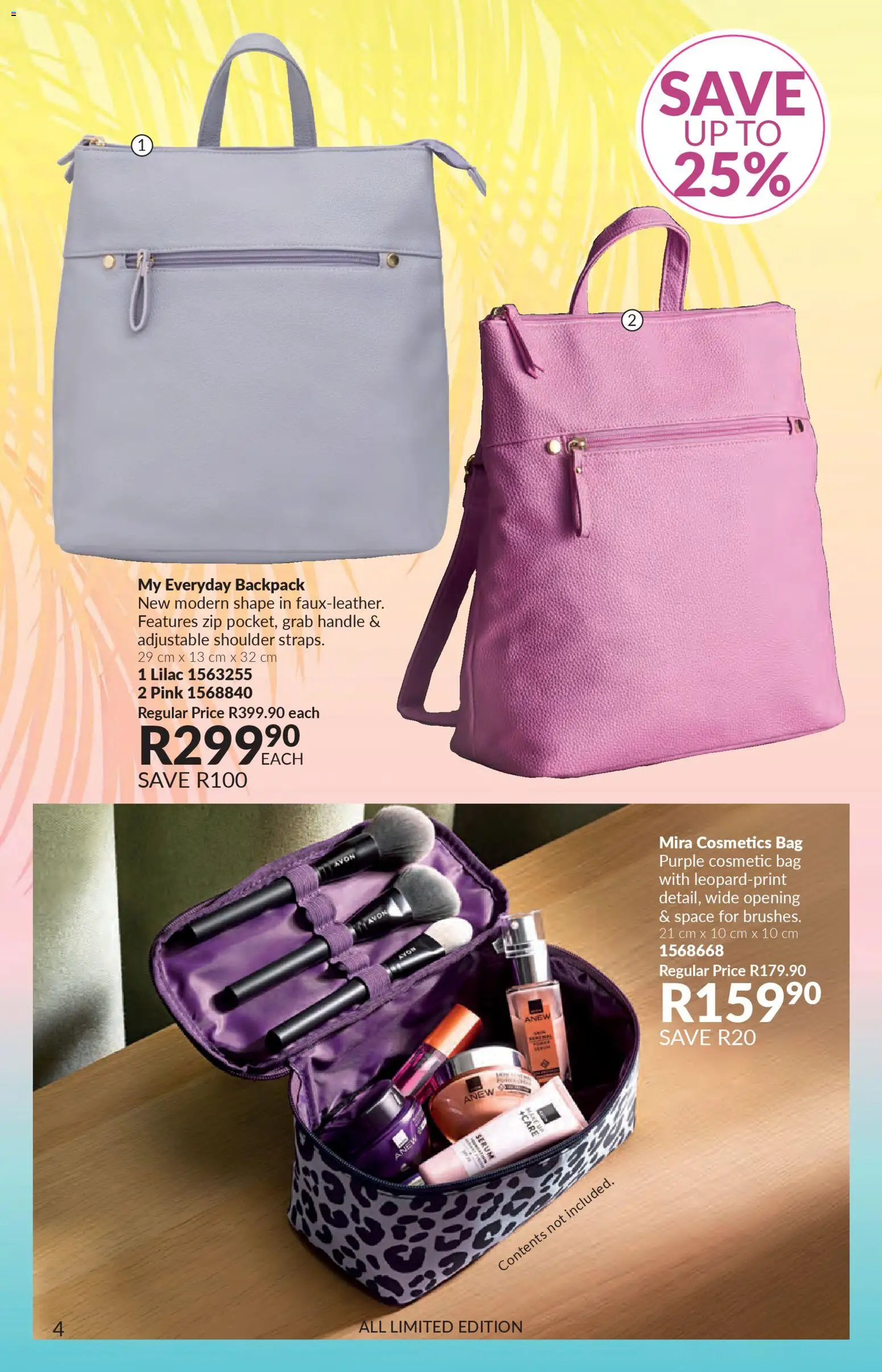 New Avon catalogue – valid from 30.11.2025 | Page: 4 | Products: Serum, Backpack, Bag