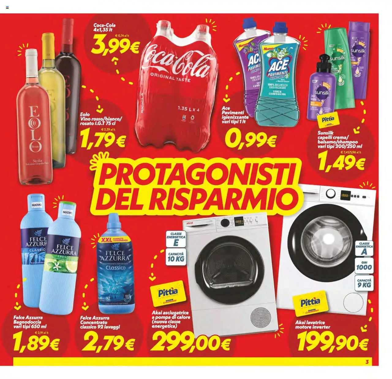 Volantino SuperConveniente del 14.10.2025 | Pagina: 3 | Prodotti: Ammorbidente, Candeggina, Vino, Lavatrice