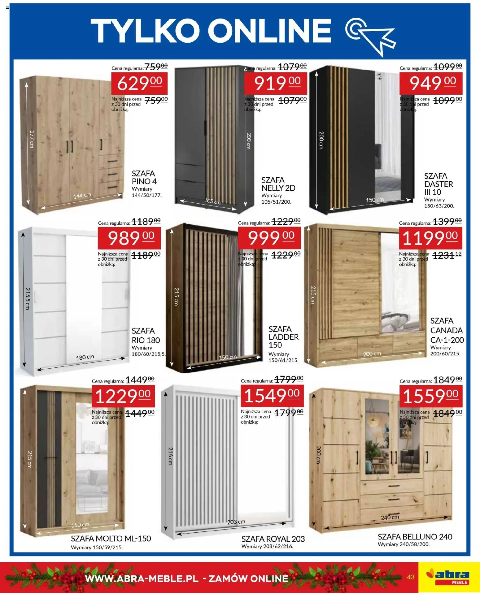 Abra meble Gazetka od 03.12.2025 | Strona: 43 | Produkty: Szafa