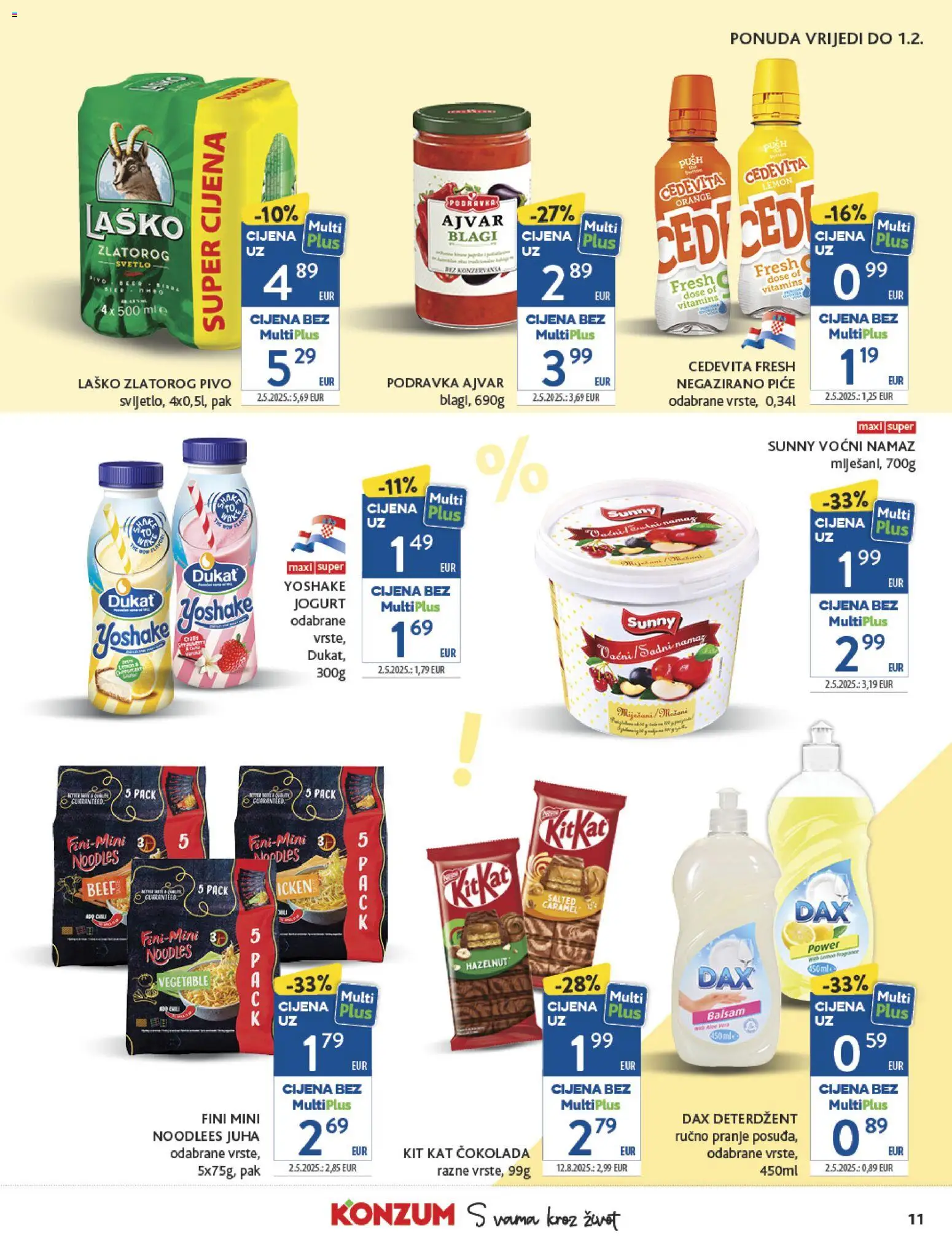 Konzum katalog | vrijedi od 07.01.2026 | Stranica: 11 | Proizvodi: Jogurt, Podravka, Ajvar, Deterdžent