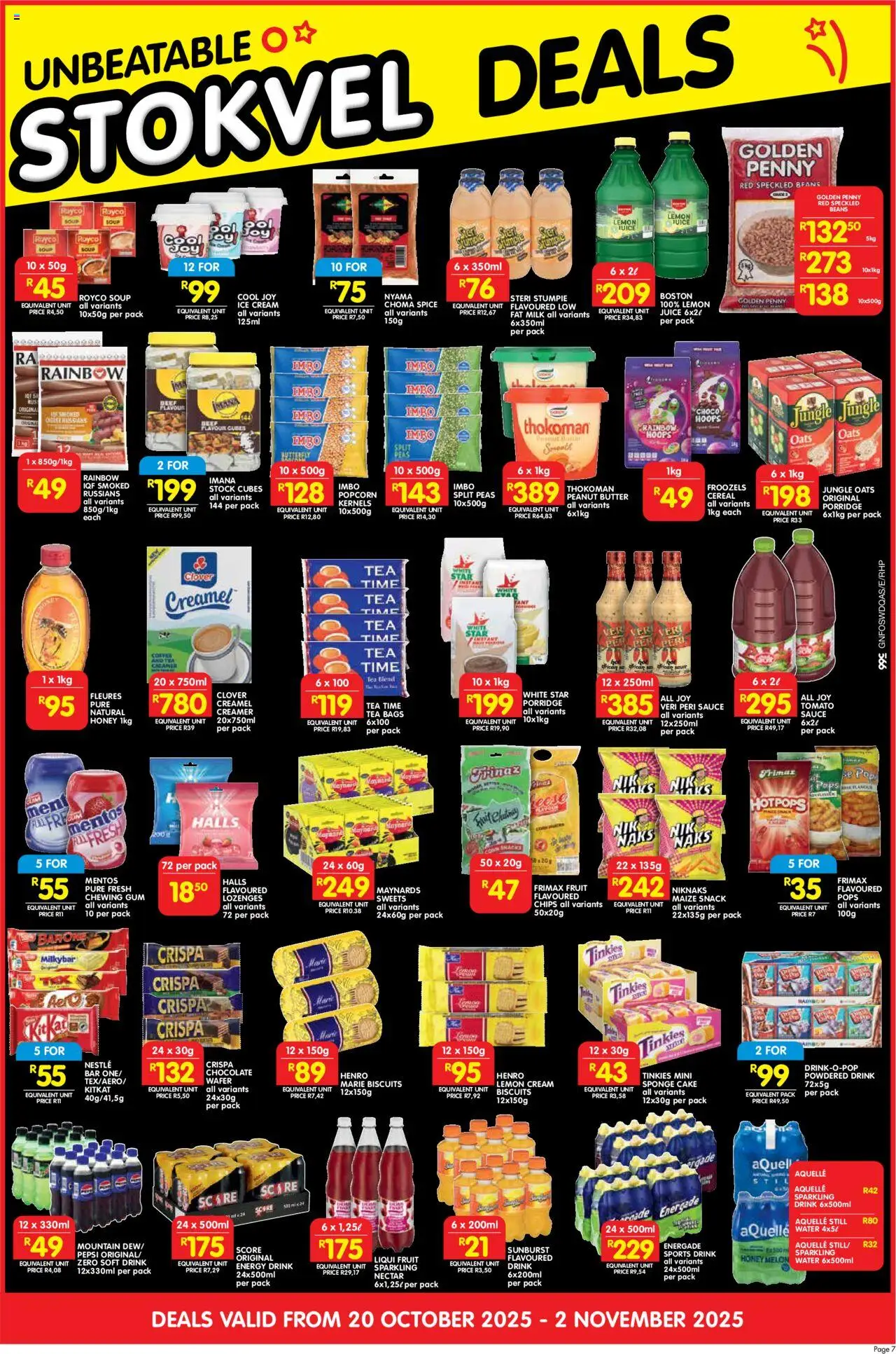 New Shoprite catalogue – valid from 20.10.2025 | Page: 7 | Products: Milk, Creamer, Fruit, Sauce