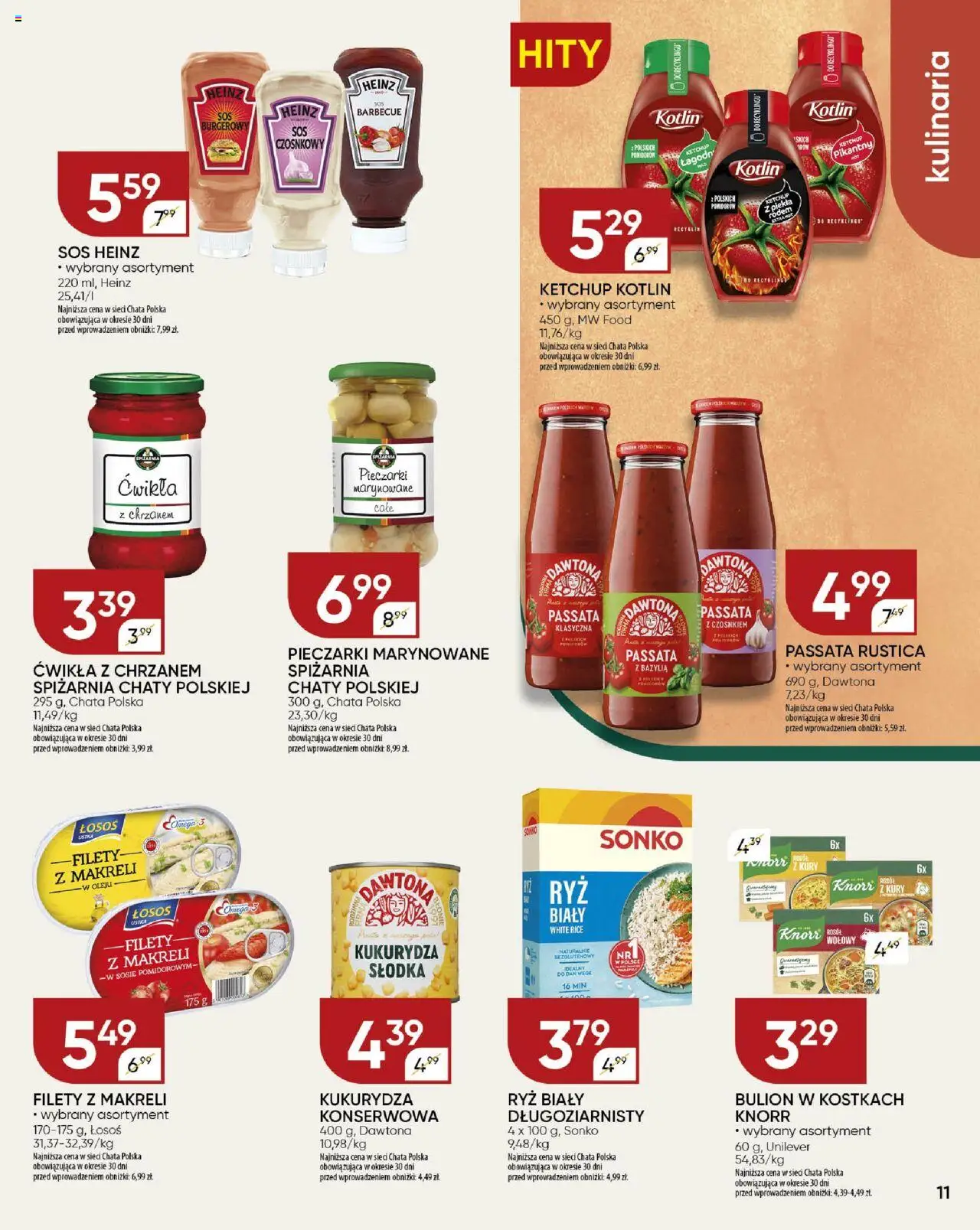 Chata Polska Gazetka od 13.08.2025 | Strona: 11 | Produkty: Pieczarki, Ketchup, Kukurydza, Sos