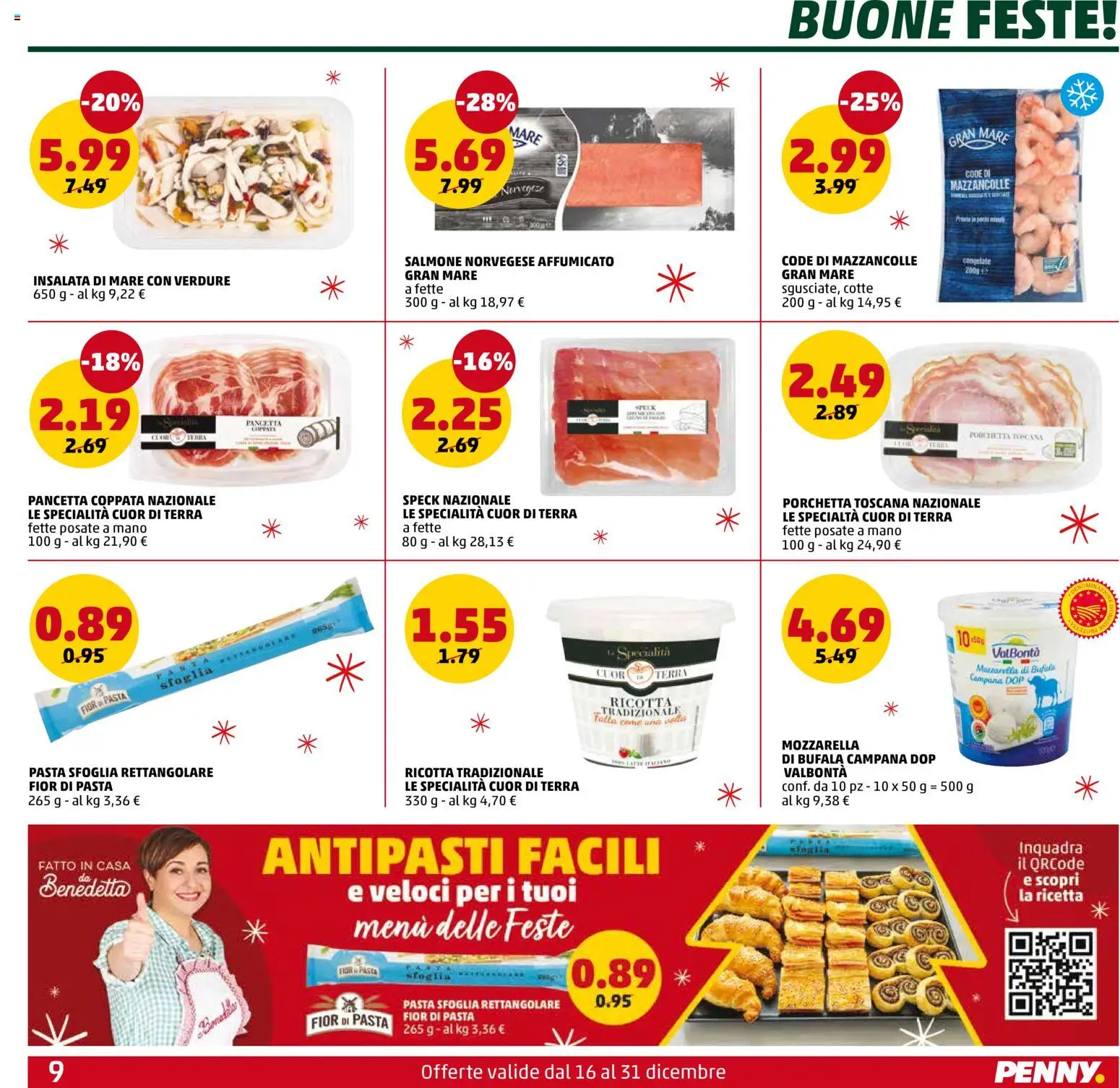 Volantino PENNY del 16.12.2025 | Pagina: 9 | Prodotti: Speck, Pancetta, Mazzancolle, Terra