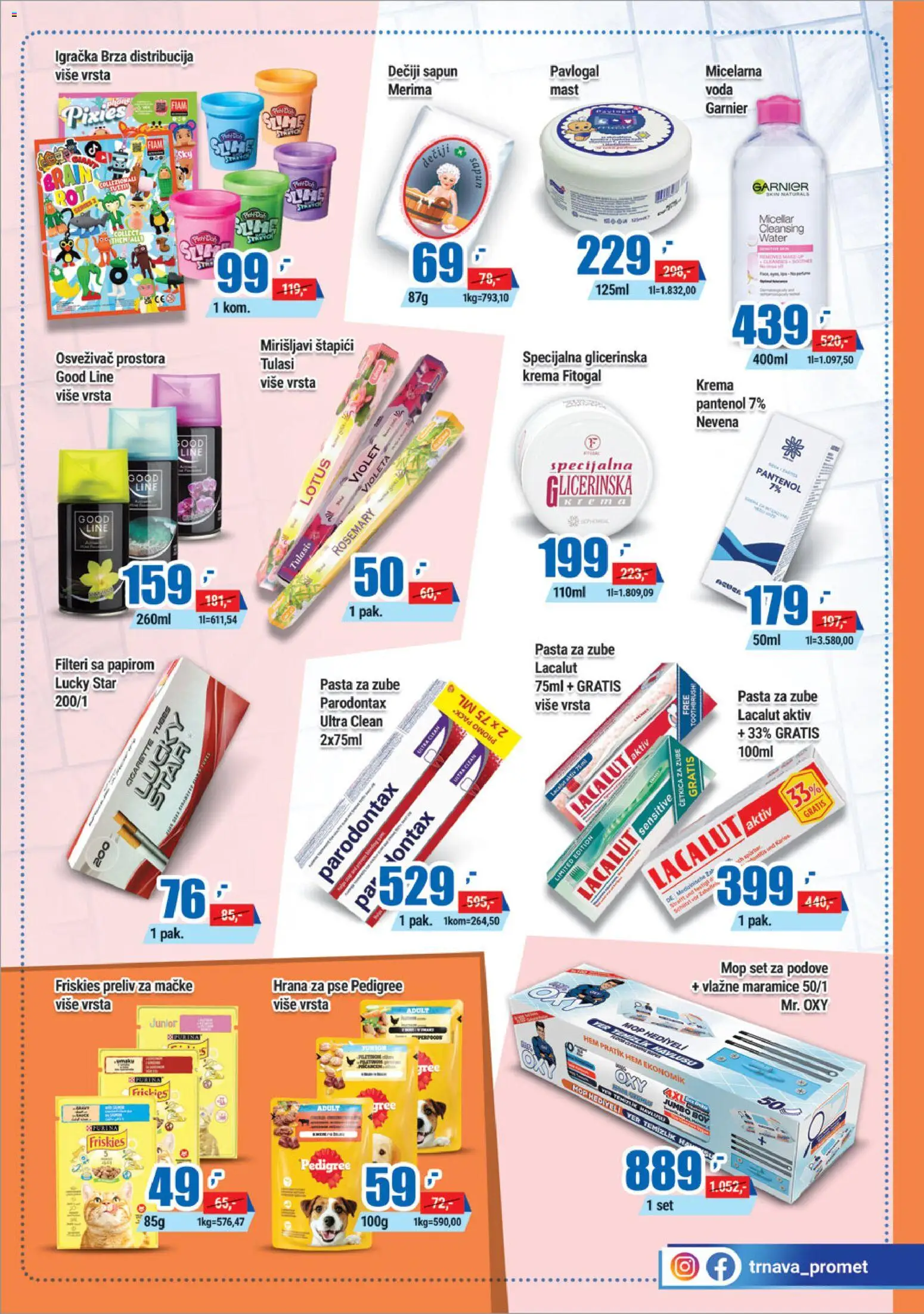 Trnava Promet katalog - važi od 12.02.2026 | Strana: 17 | Proizvode: Pedigree, Osvezivac prostora, Micelarna voda, Sapun
