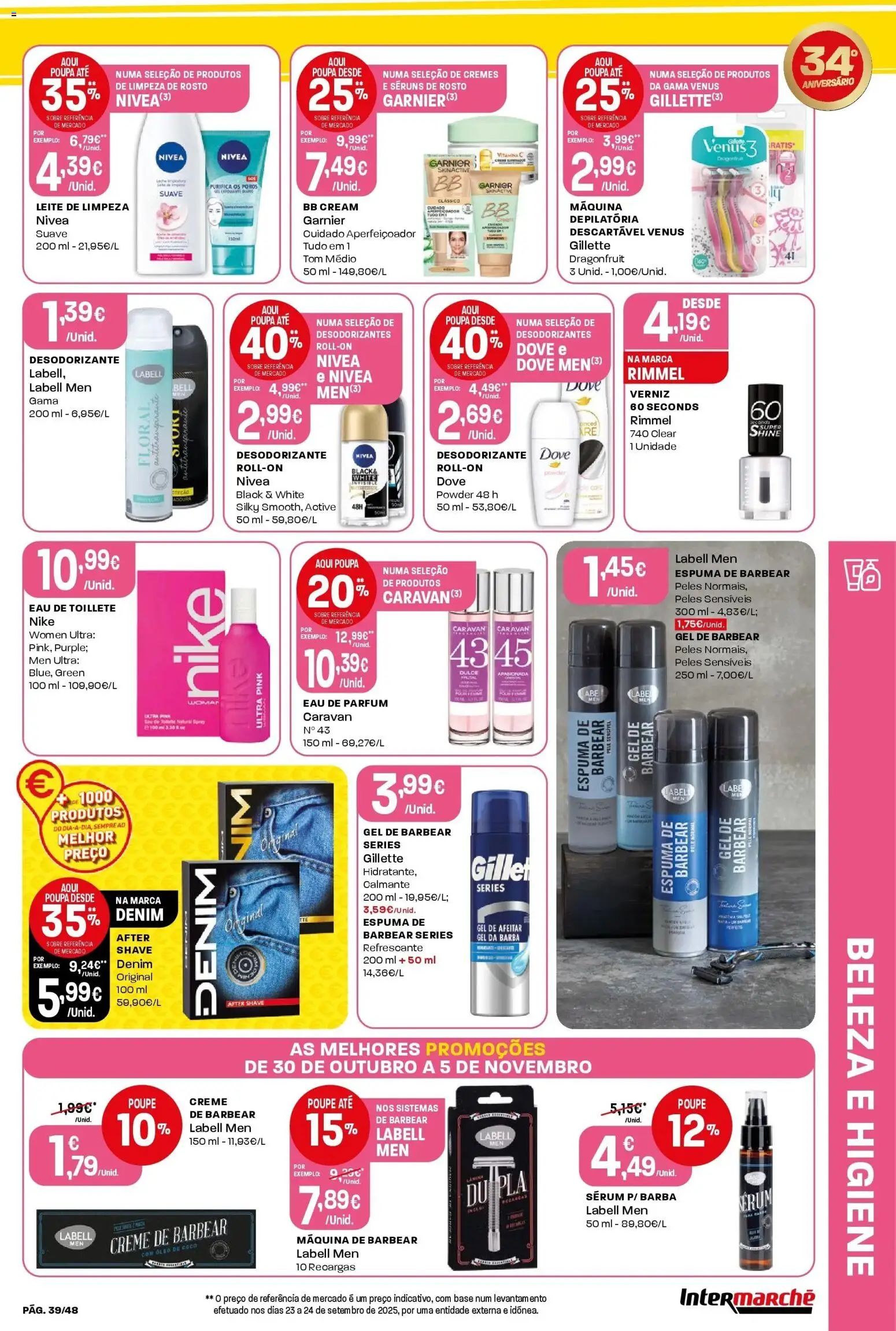 Intermarché - Aniversário à la poupança! │ válido de 30.10.2025 | Página: 39 | Produtos: Máquina de barbear, Base, Sérum, Verniz
